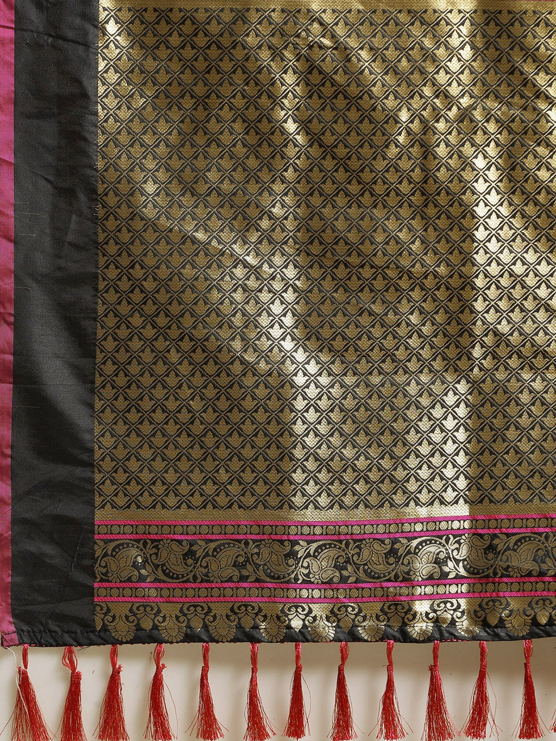  Traditional Black Colour Banarasi Saree With Ethnic Motifs