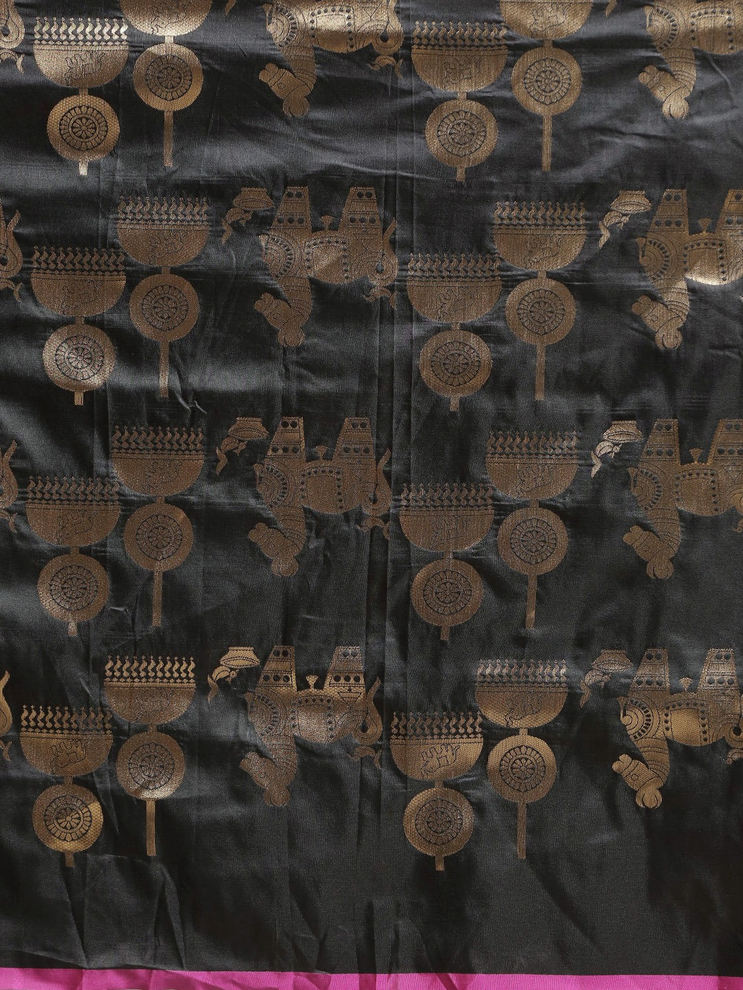  Traditional Black Colour Banarasi Saree With Ethnic Motifs