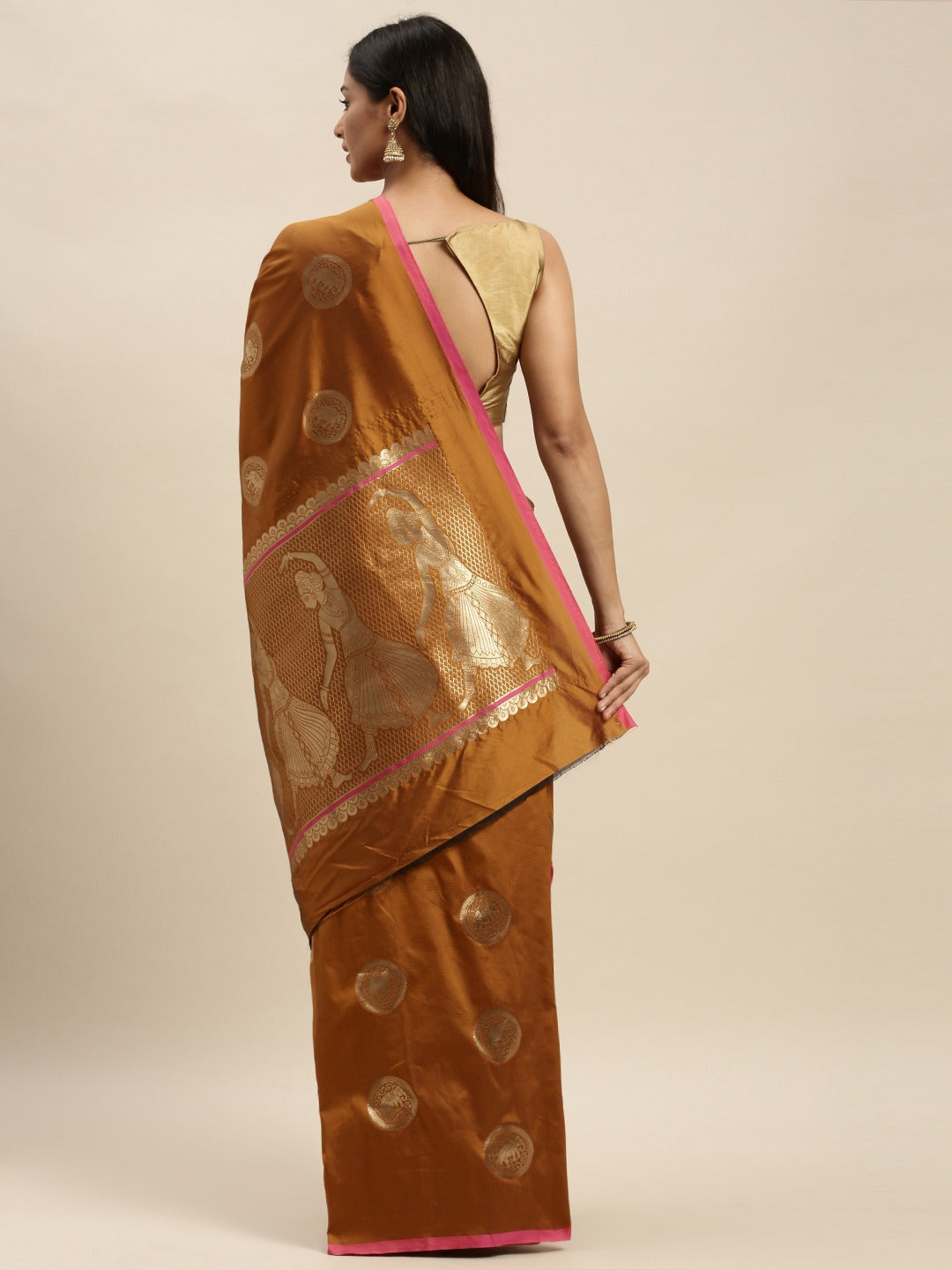 Honey Yellow Colour Banarasi Saree with Ethnic Motifs