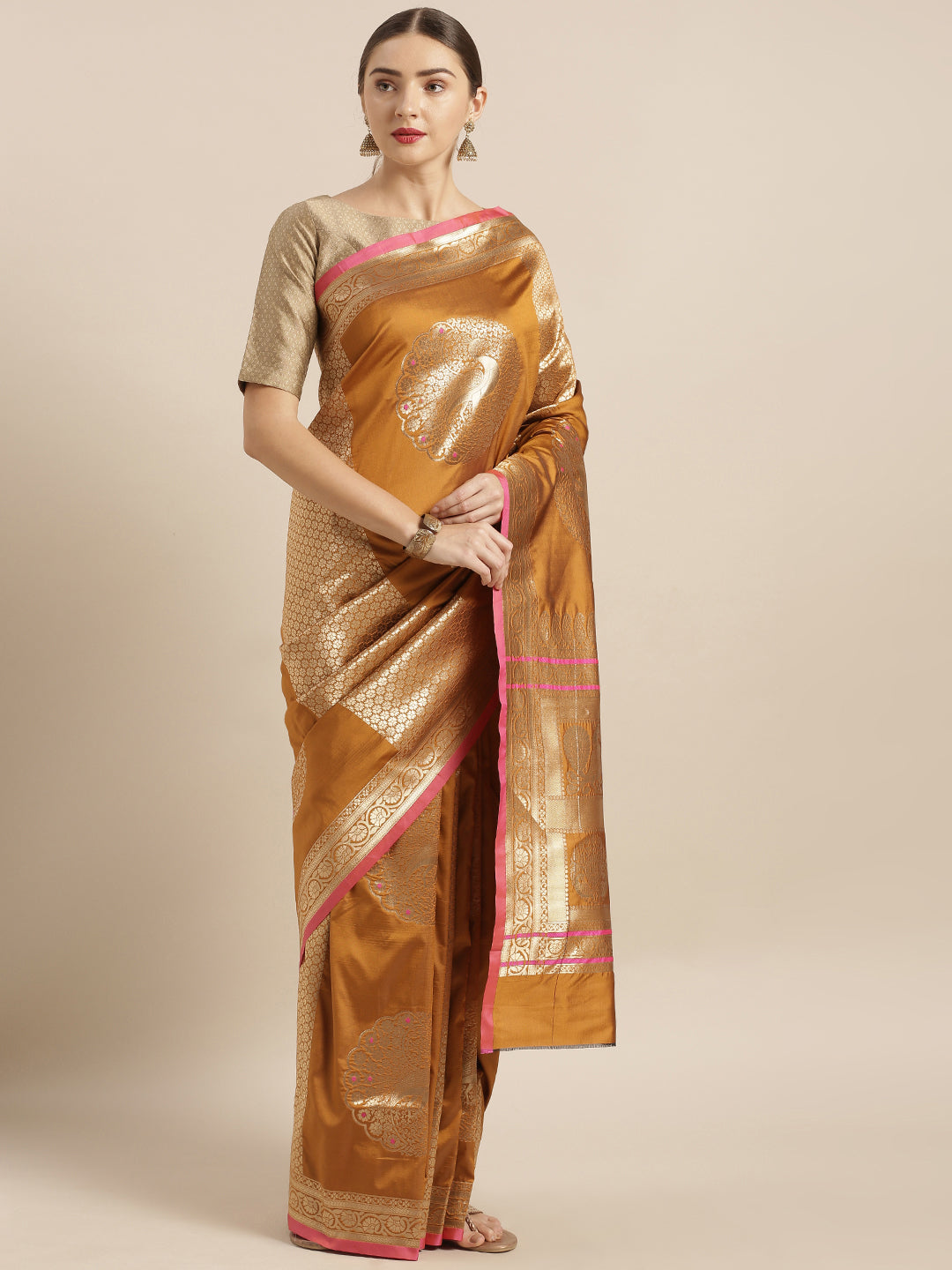 Stylish Banarasi Mustard Colour Silk Saree