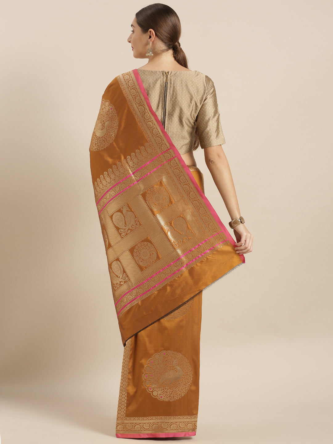 Stylish Banarasi Mustard Colour Silk Saree