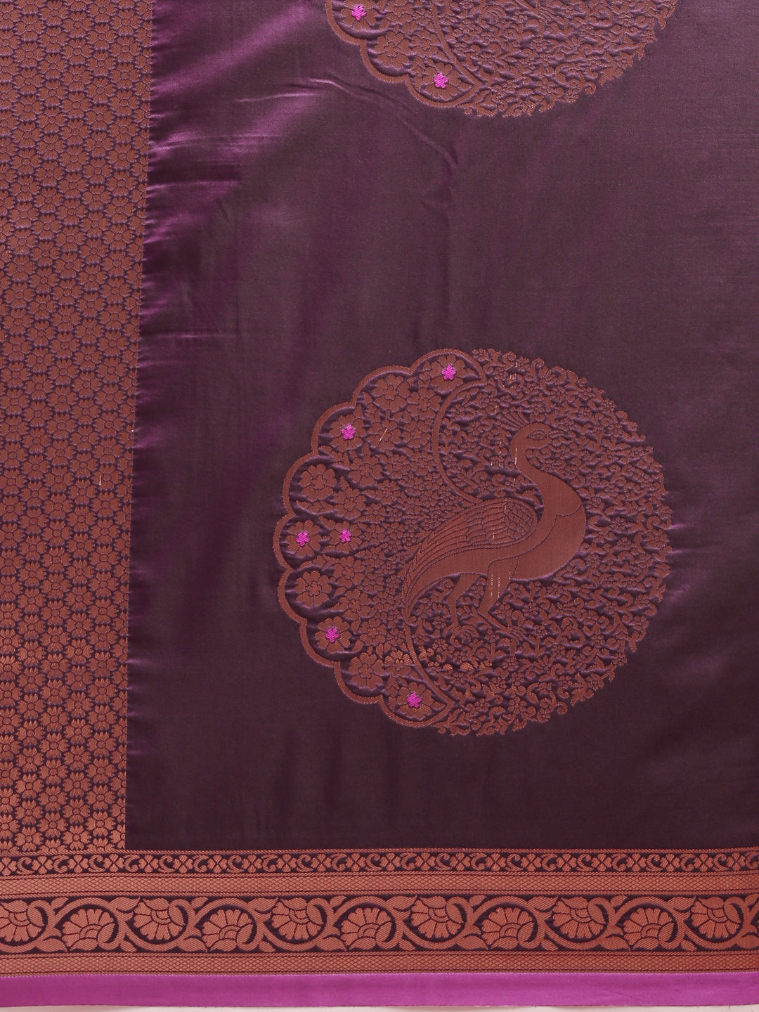  Banarasi Wine Colour Silk Saree With Woven Designs