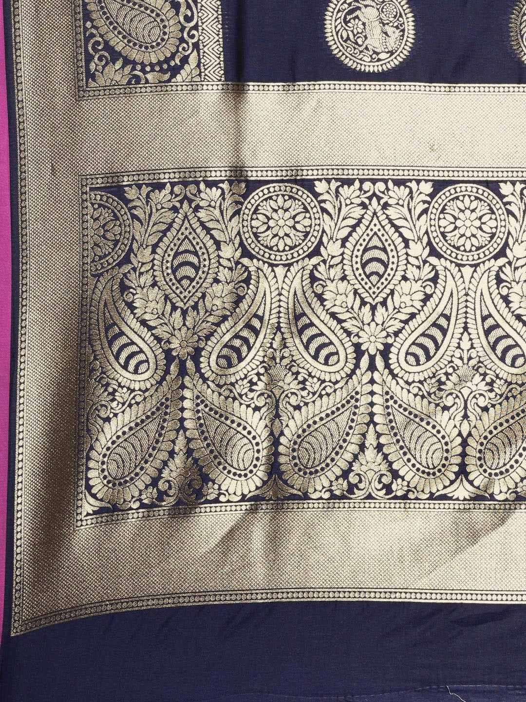 Traditional Navy Silk Blend Banarasi Saree 