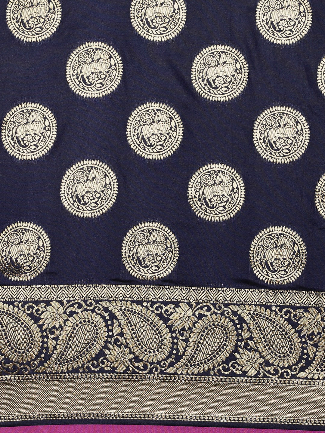 Traditional Navy Silk Blend Banarasi Saree 