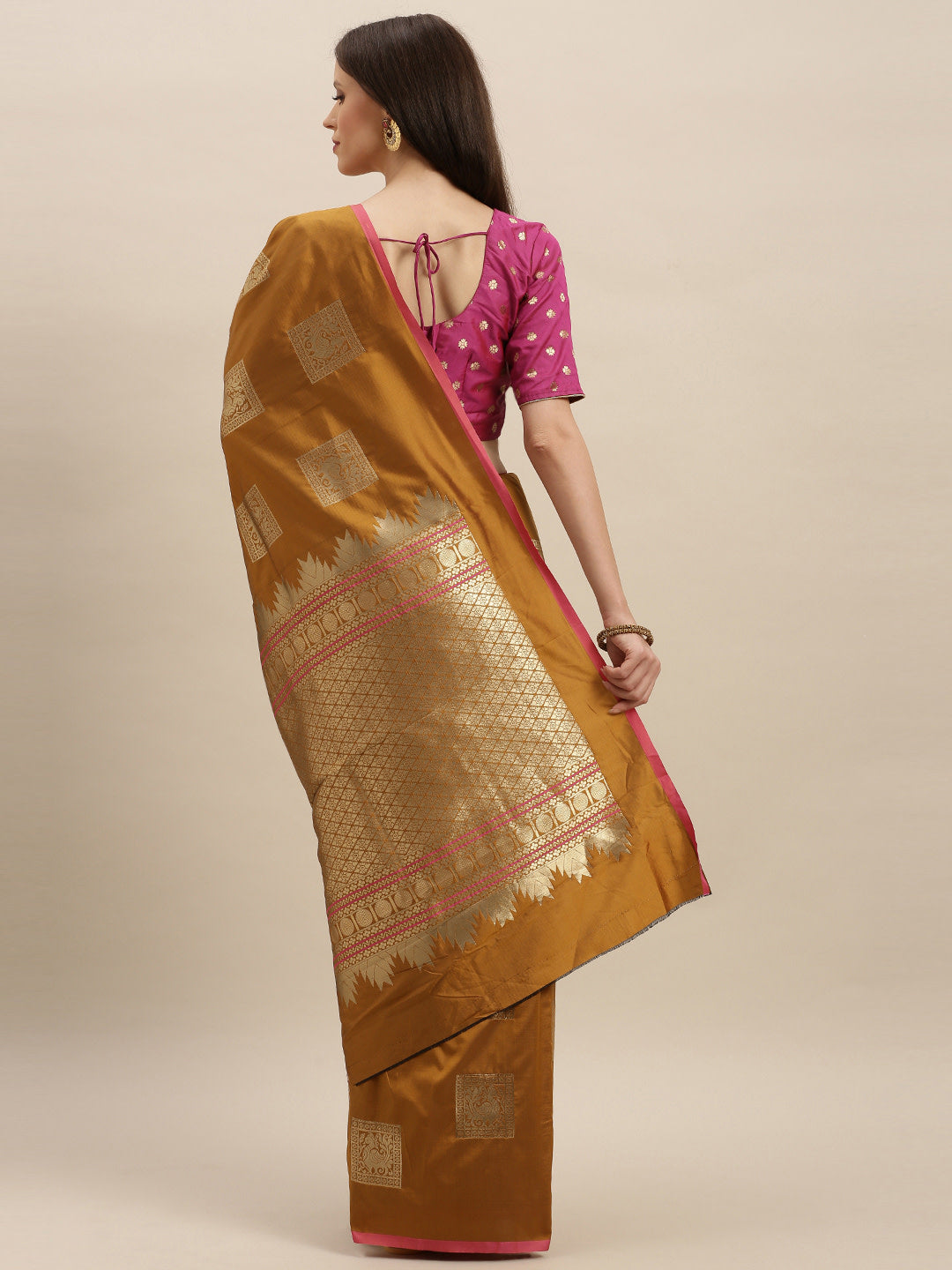  Kanjivaram Mustard Colour Silk Blend Sarees