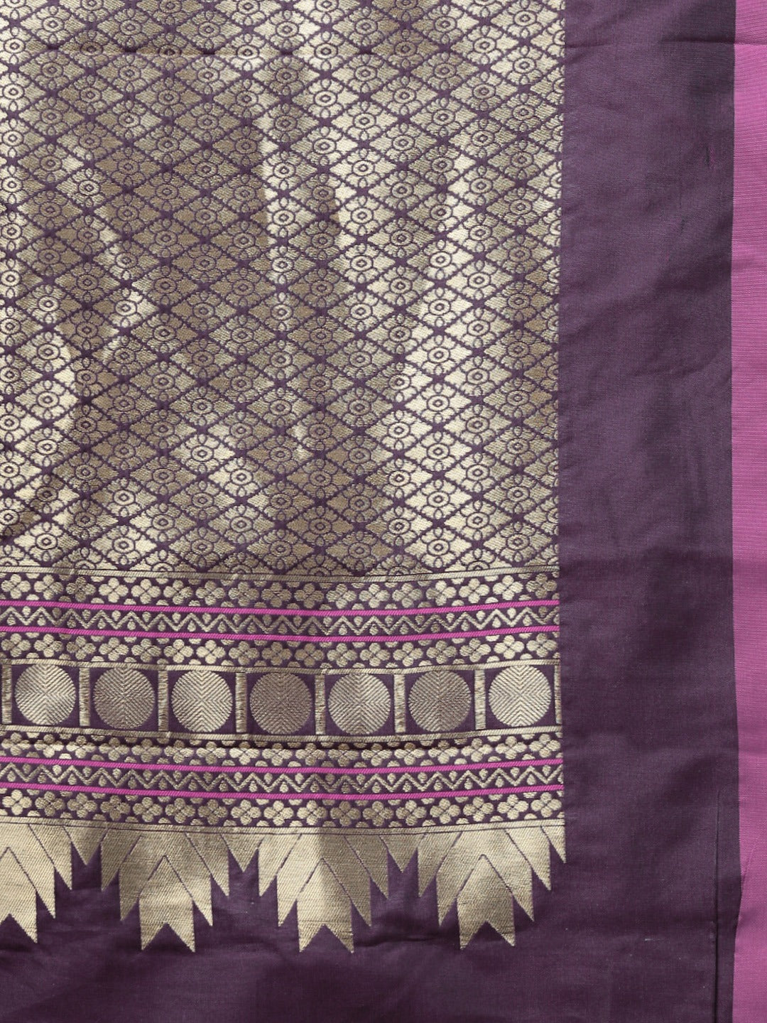 Kanjivaram Wine-Coloured Silk Blend Woven Design Saree