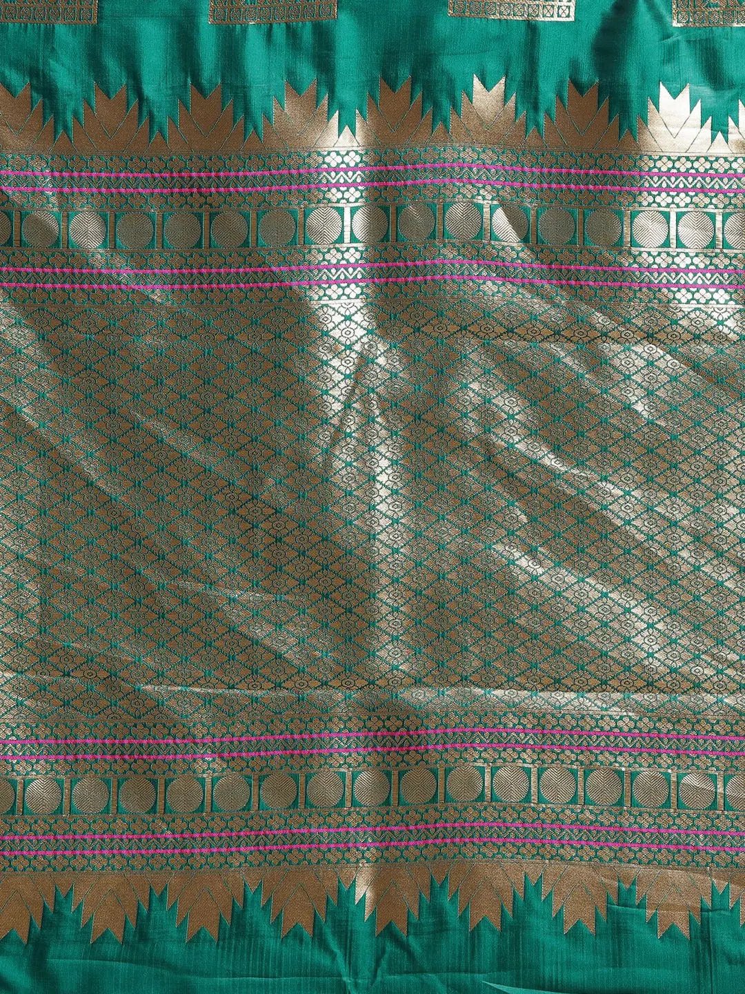 Kanjivaram Rama Colour Silk Blend Saree