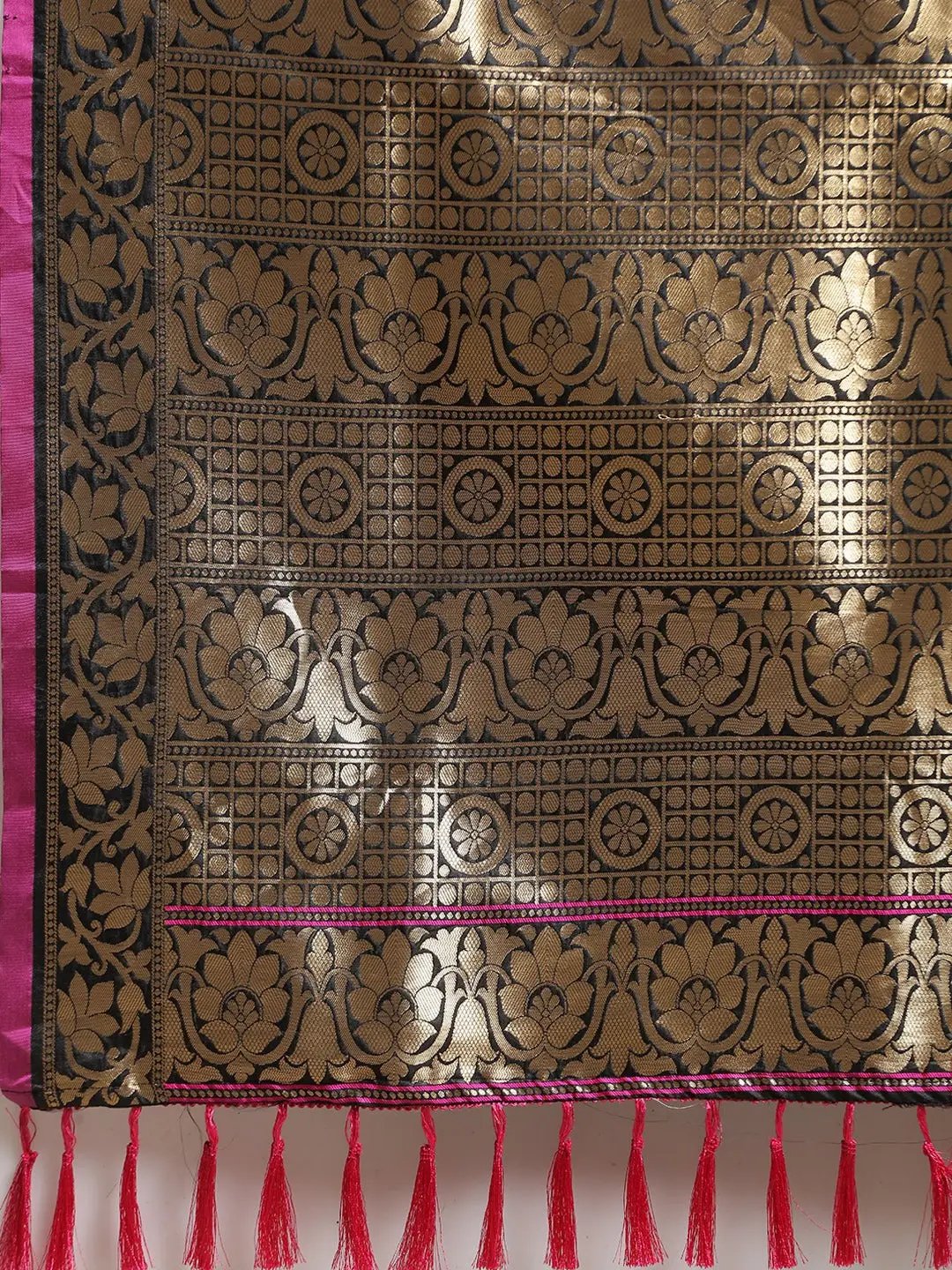 Shop Banarasi Ethnic Motifs Black Colour Woven Saree 