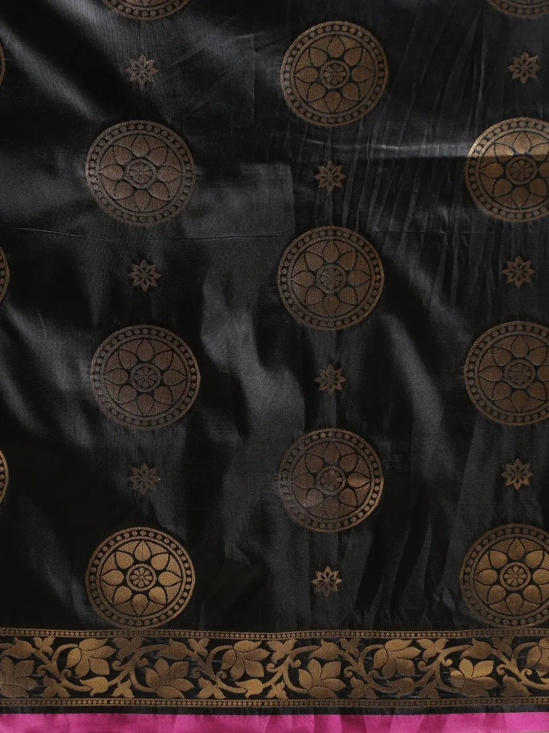 Shop Banarasi Ethnic Motifs Black Colour Woven Saree 