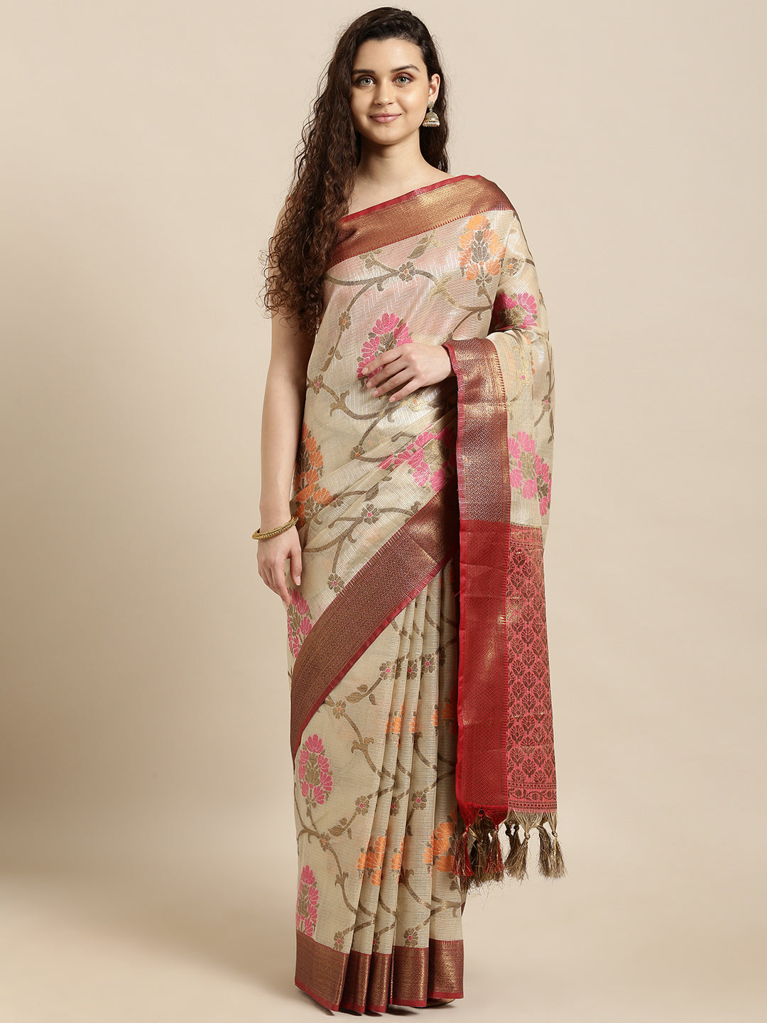 Silk Blend Woven Kanjeevaram Saree 