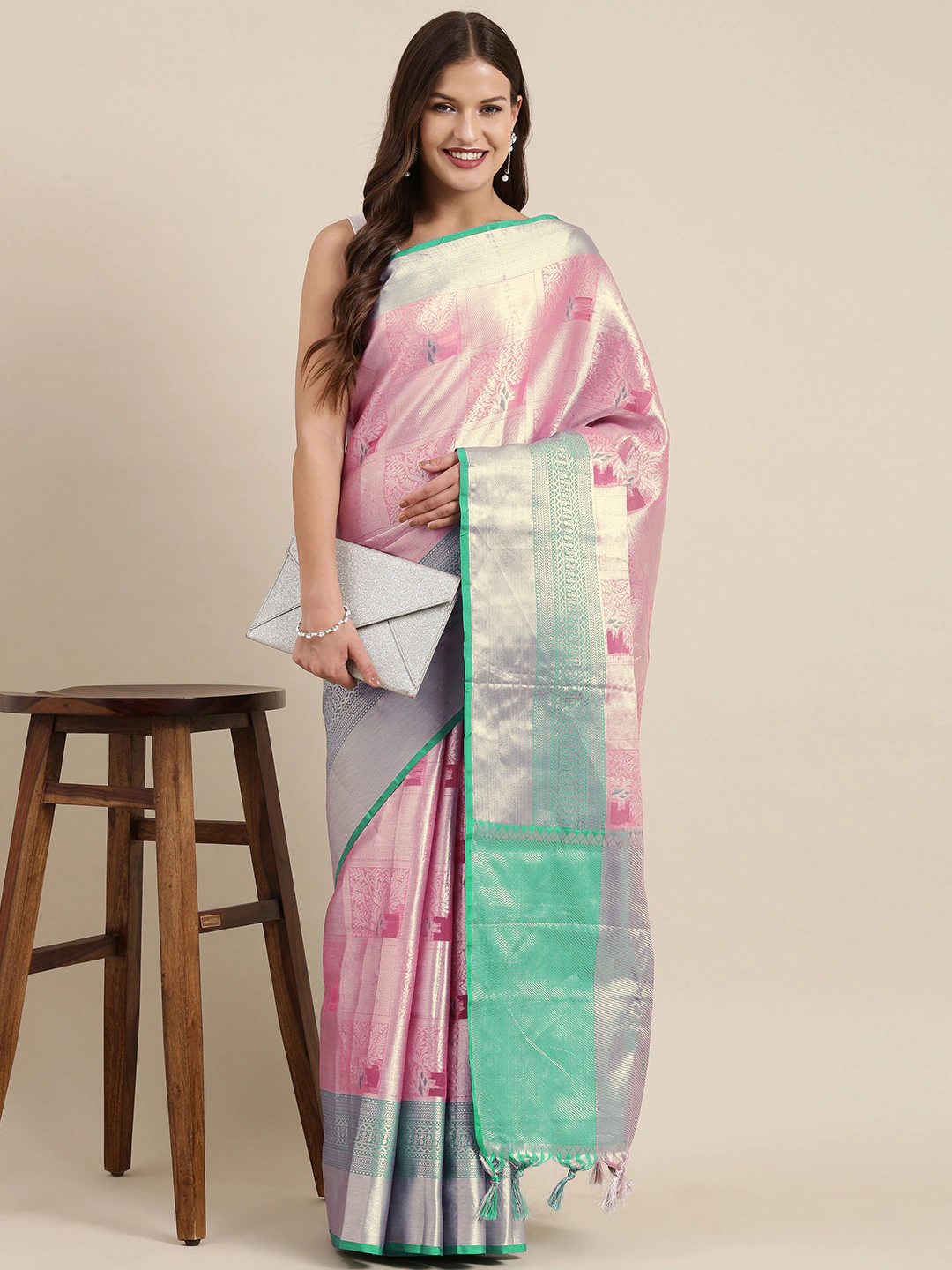 Kora Silk Banarasi Saree With Zari border