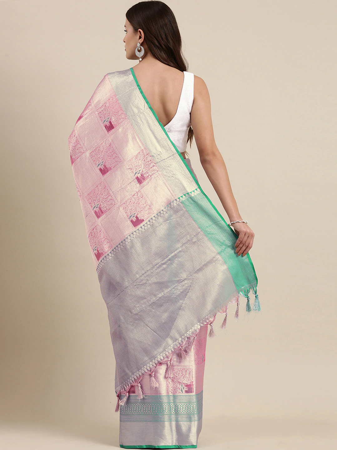 Kora Silk Banarasi Saree With Zari border