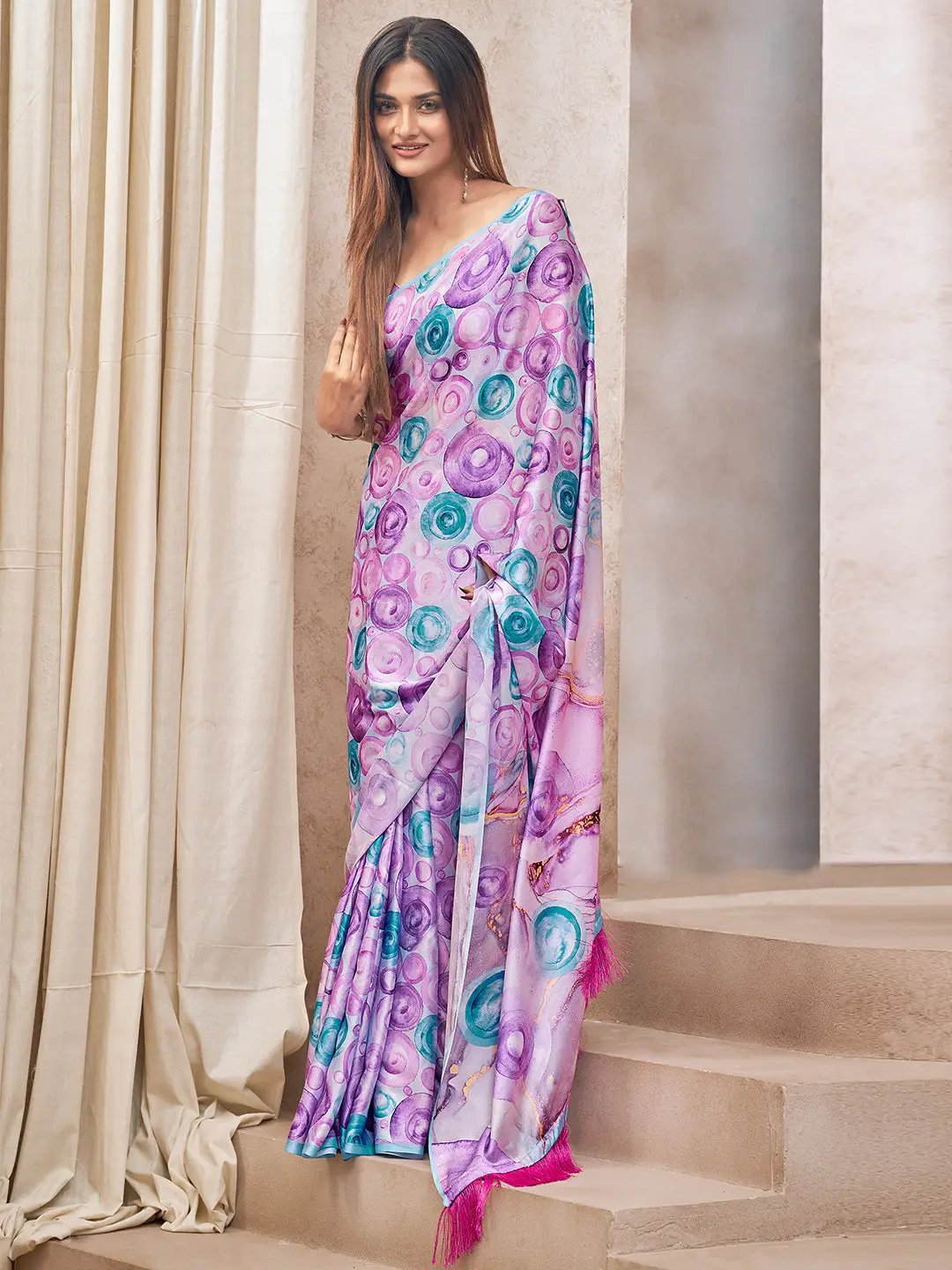  Soft Satin Georgette Saree with Trendy Digital Print