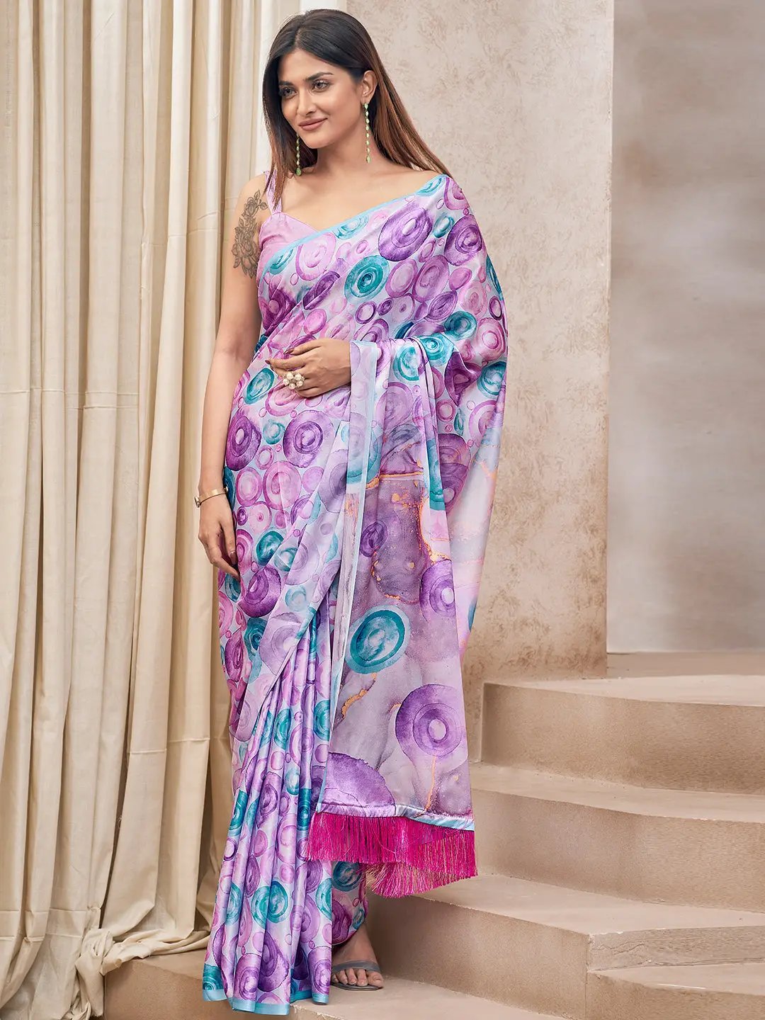  Soft Satin Georgette Saree with Trendy Digital Print