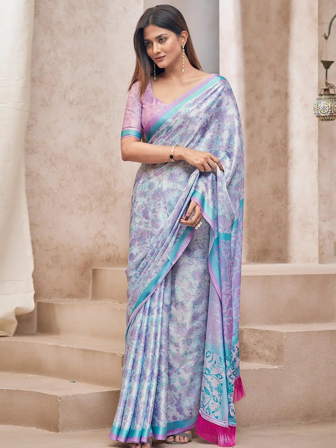 Beautiful Soft Satin Georgette Saree with Digital Print