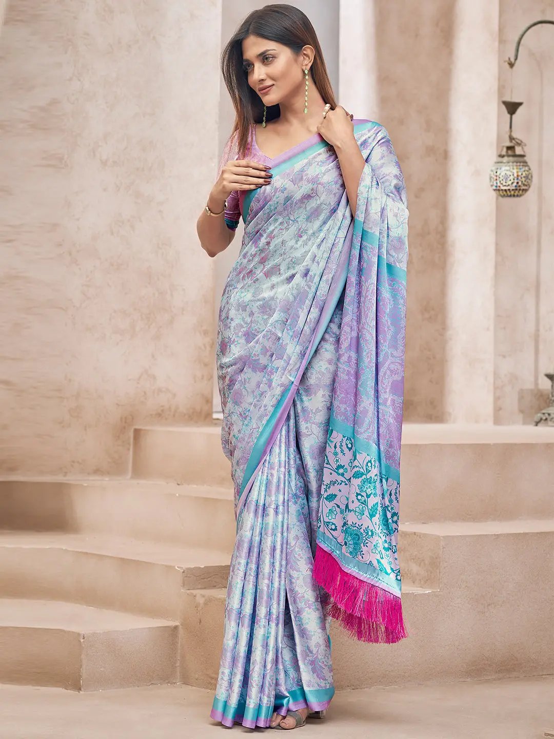 Beautiful Soft Satin Georgette Saree with Digital Print