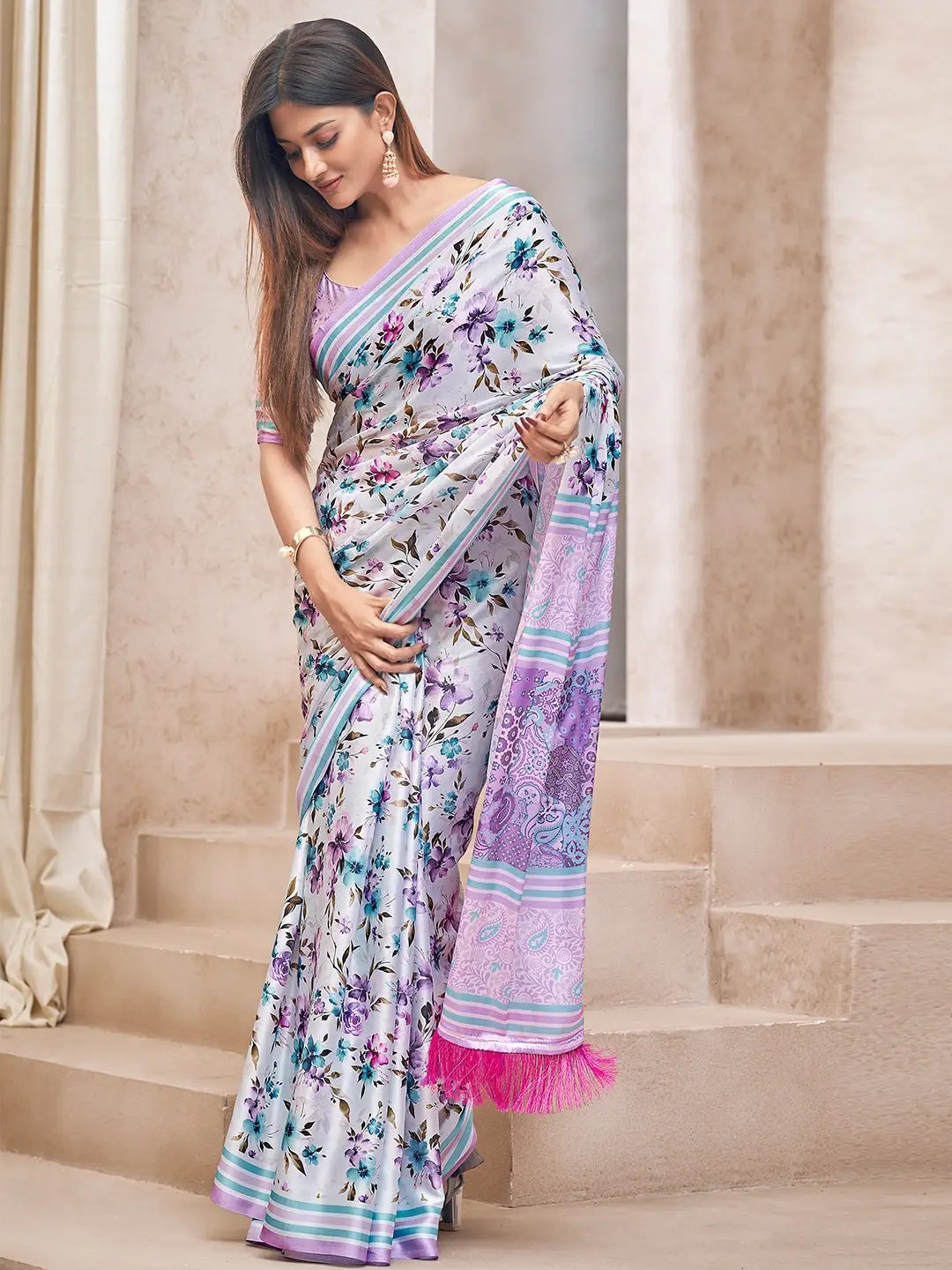 Exclusive Soft Satin Georgette Saree with Digital Print