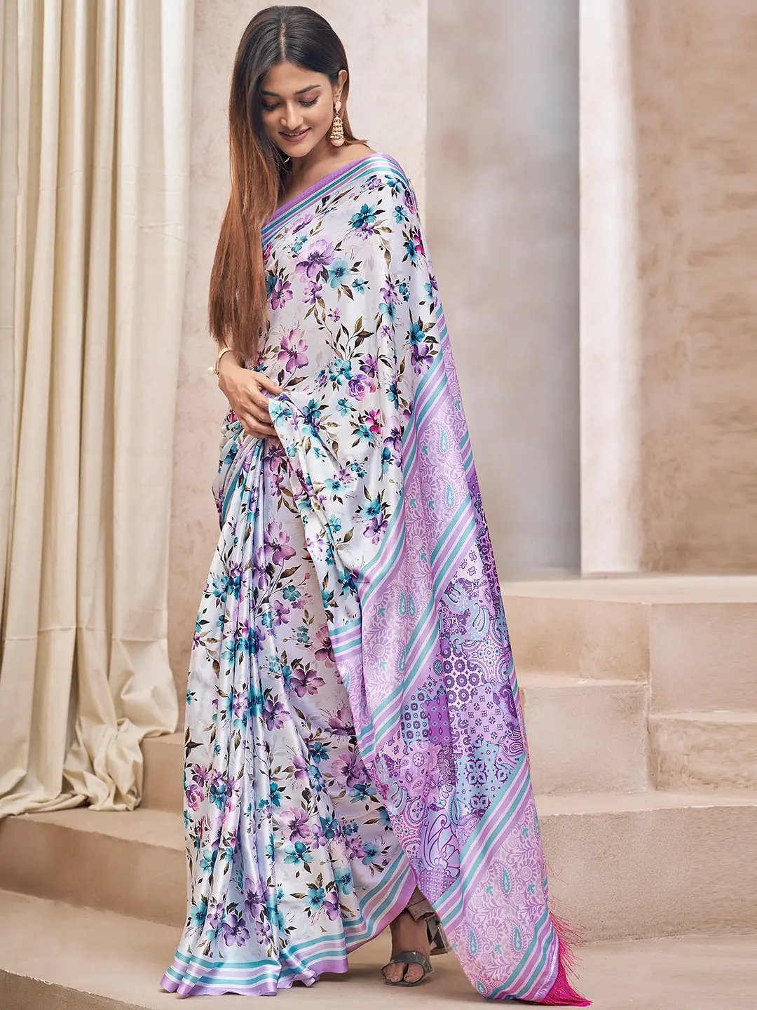 Exclusive Soft Satin Georgette Saree with Digital Print