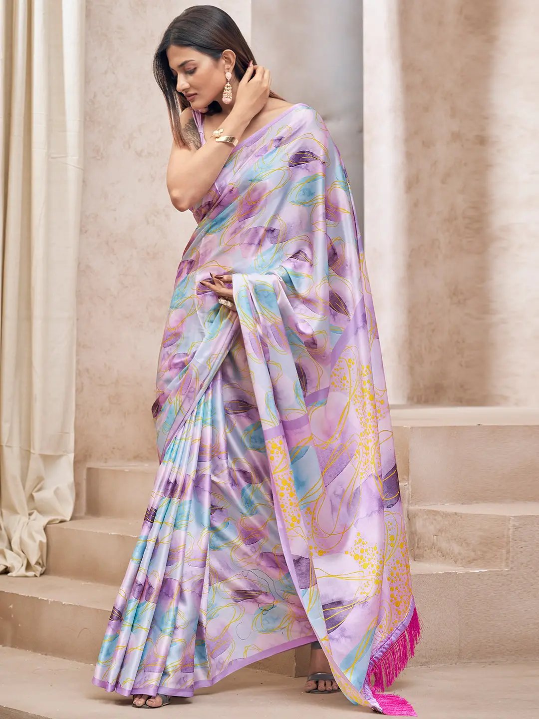 Exclusive Soft Satin Georgette Saree with Digital Print 