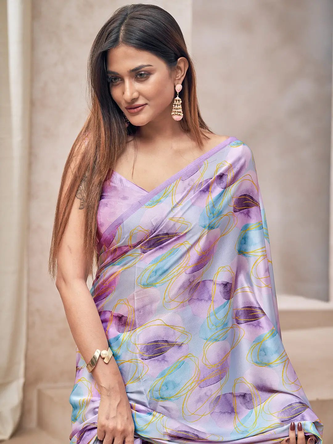 Exclusive Soft Satin Georgette Saree with Digital Print 