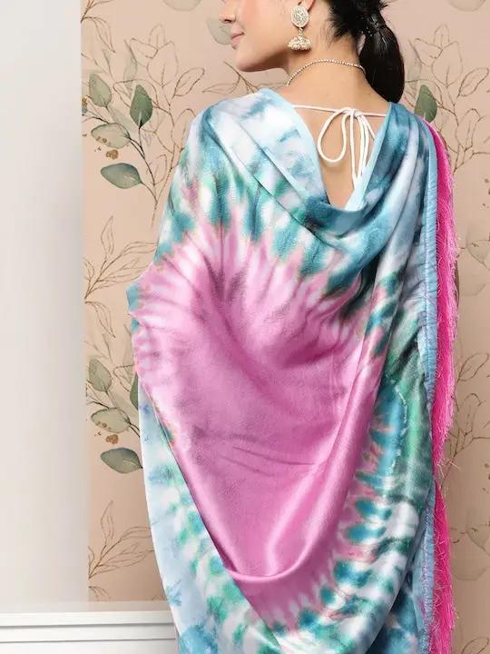 Soft Satin Georgette Pristel Colour Saree