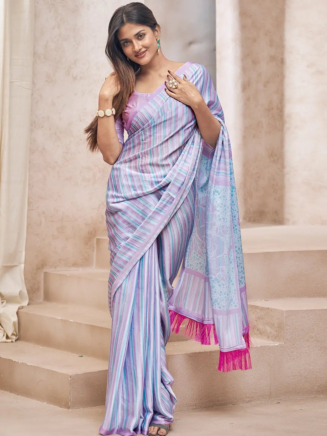 Latest Soft Satin Georgette Saree with Digital Print