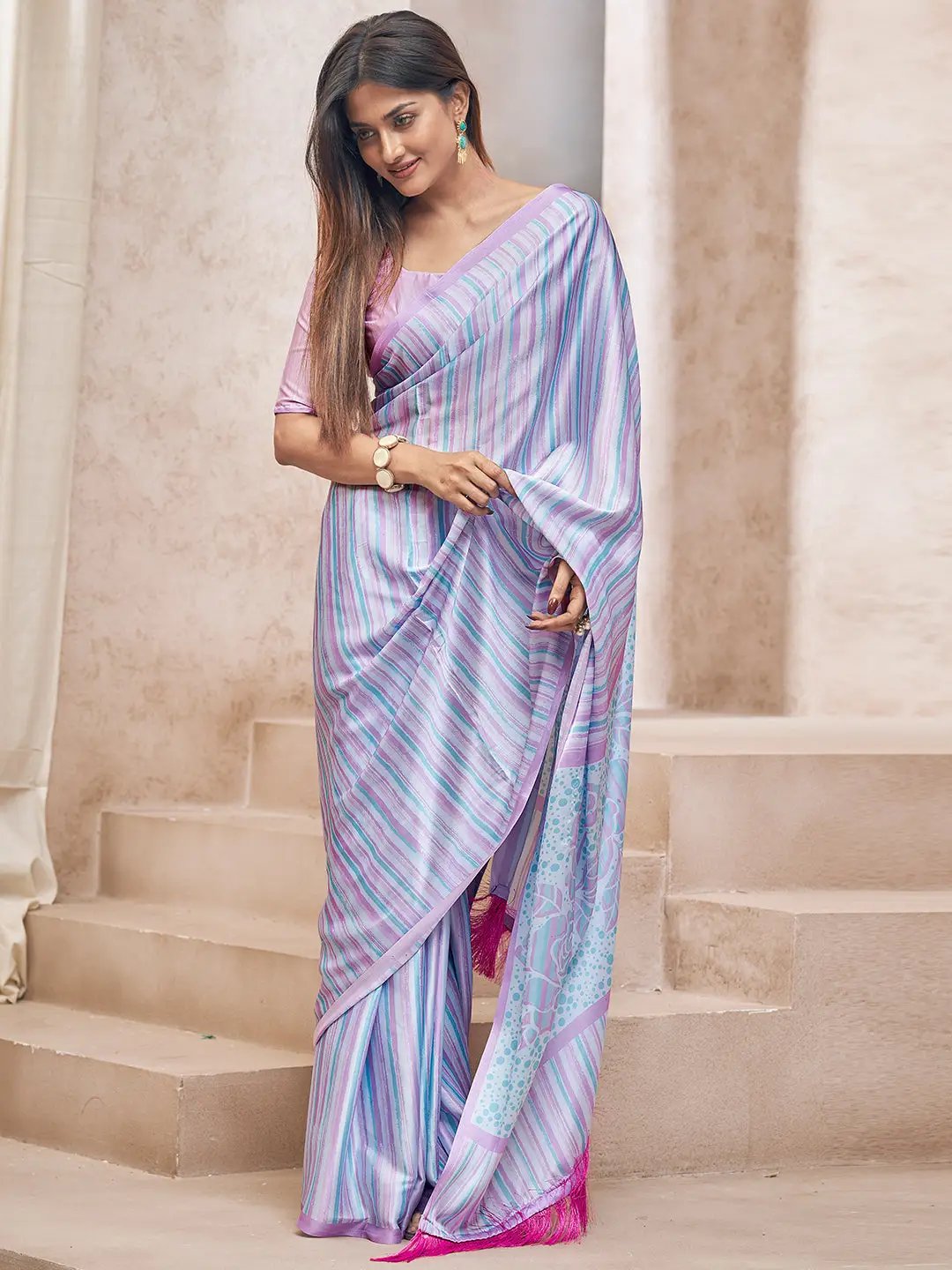 Latest Soft Satin Georgette Saree with Digital Print