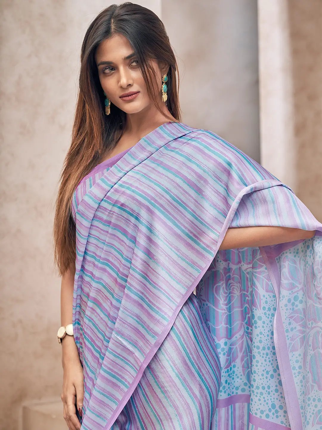 Latest Soft Satin Georgette Saree with Digital Print