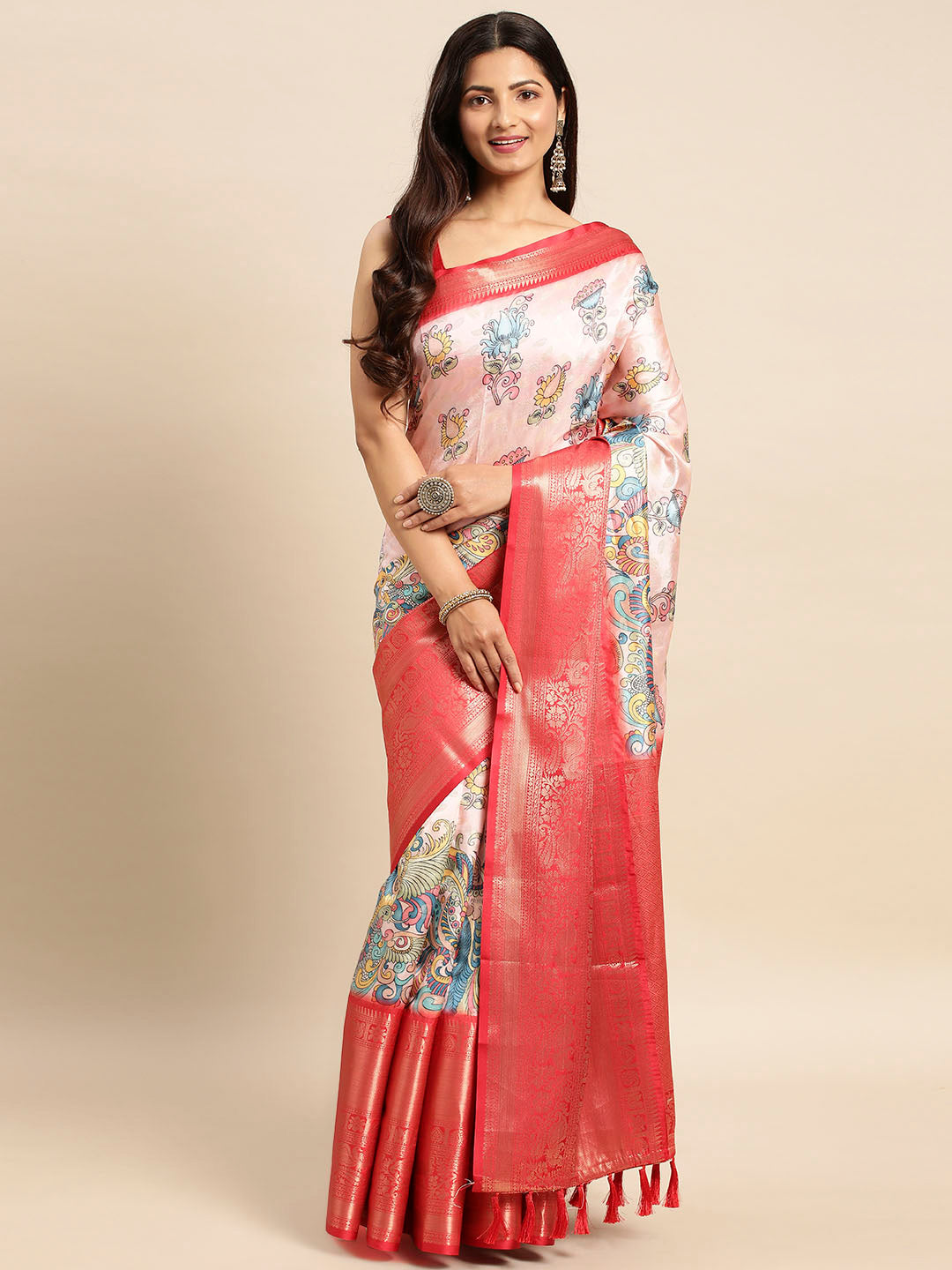 Kalamkari Pattu Banarasi Silk Saree