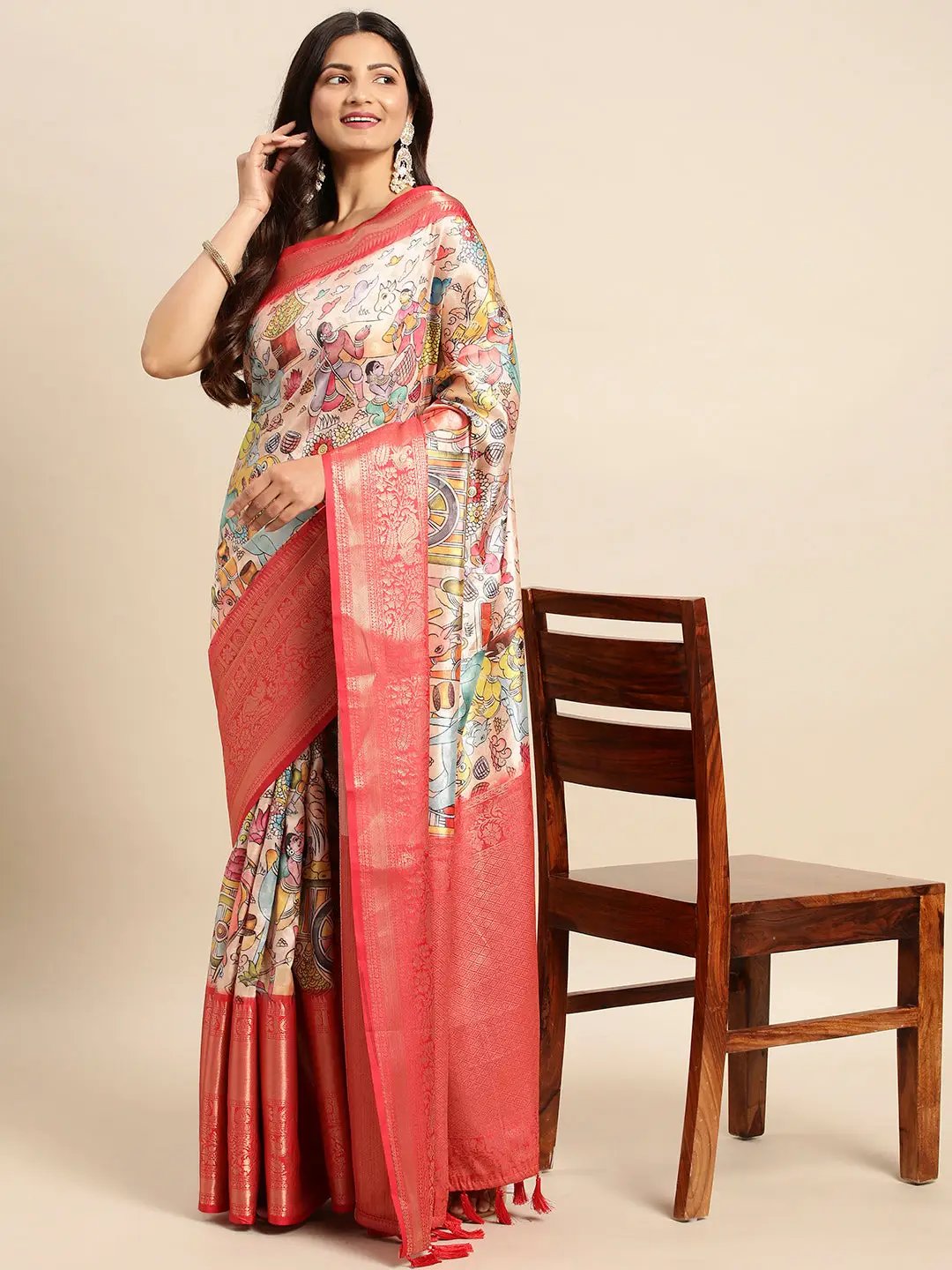 Kalamkari Pattu Banarasi Silk Saree