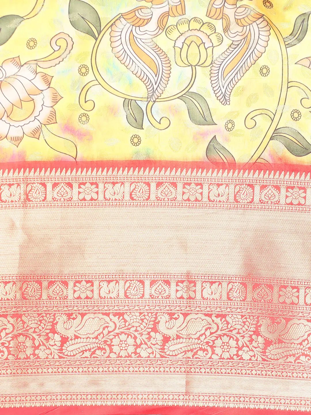 Kalamkari Pattu Banarasi Silk Saree