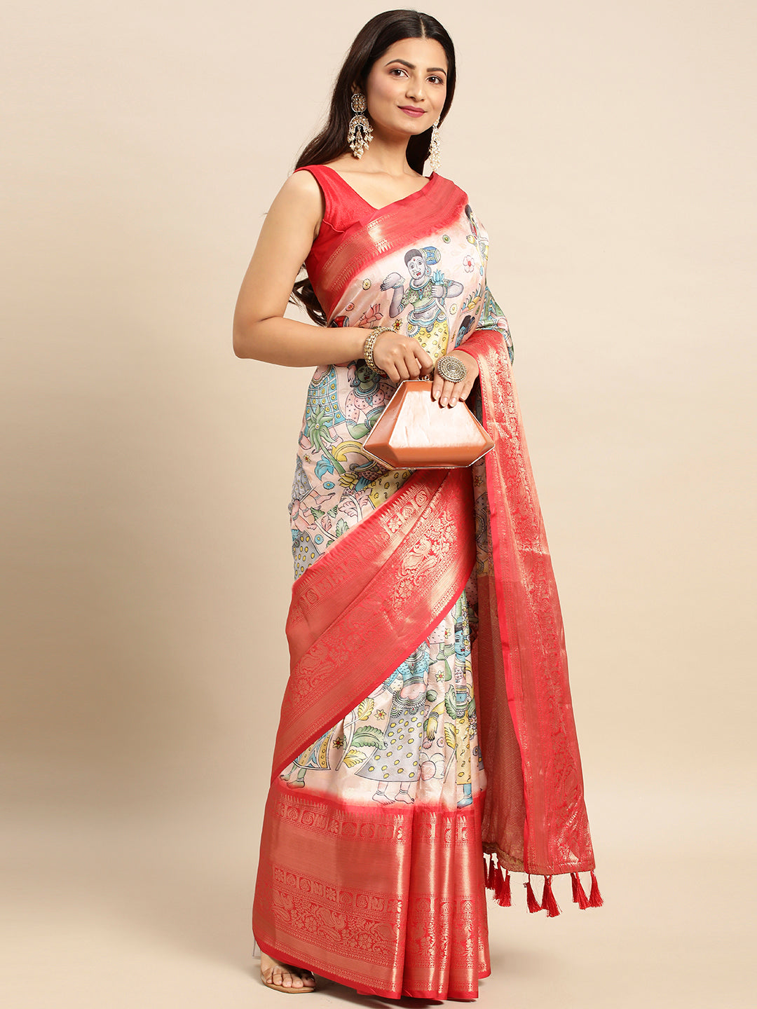 Kalamkari Pattu Banarasi Silk Saree