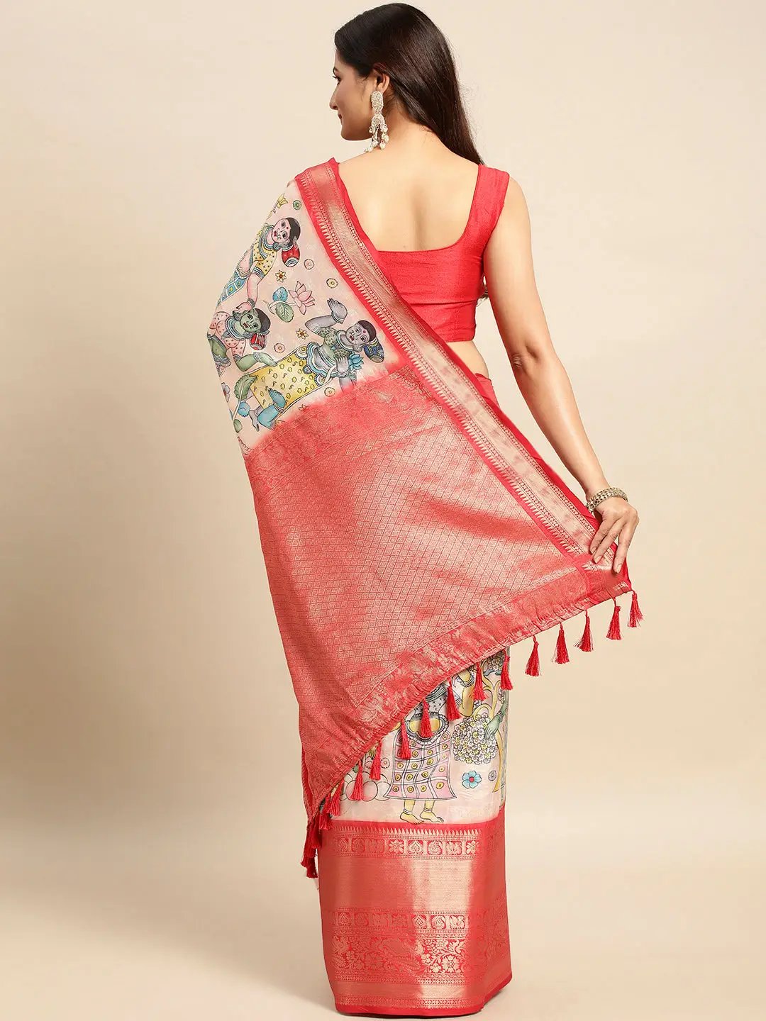 Kalamkari Pattu Banarasi Silk Saree