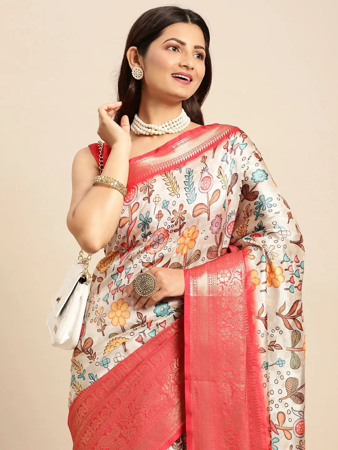 Kalamkari Pattu Banarasi Silk Saree