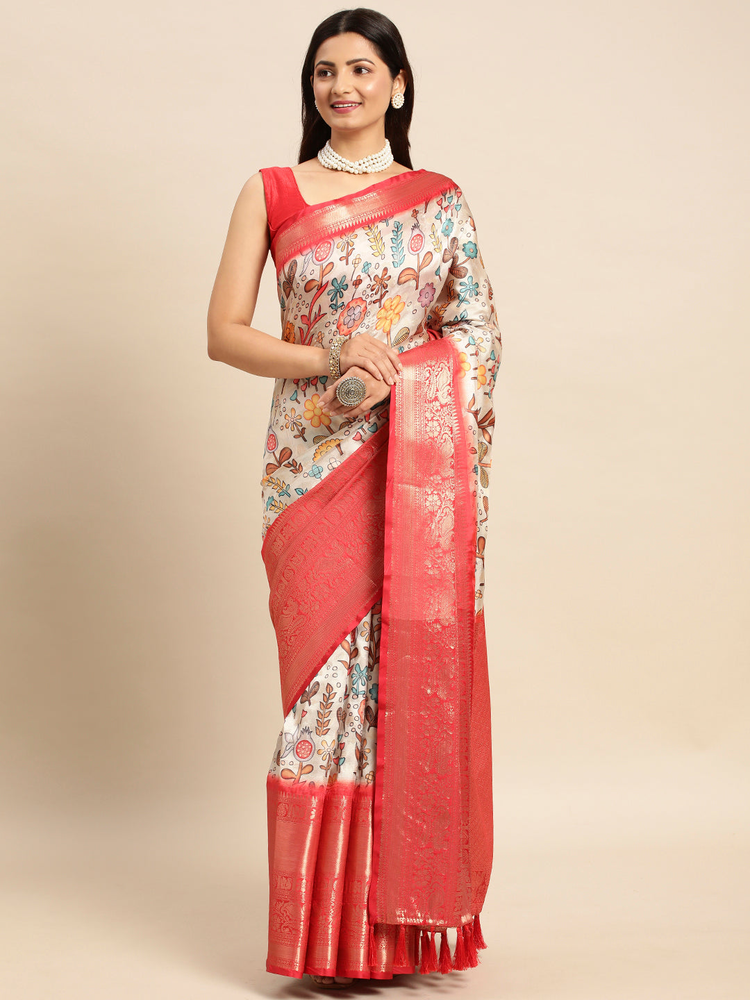 Kalamkari Pattu Banarasi Silk Saree