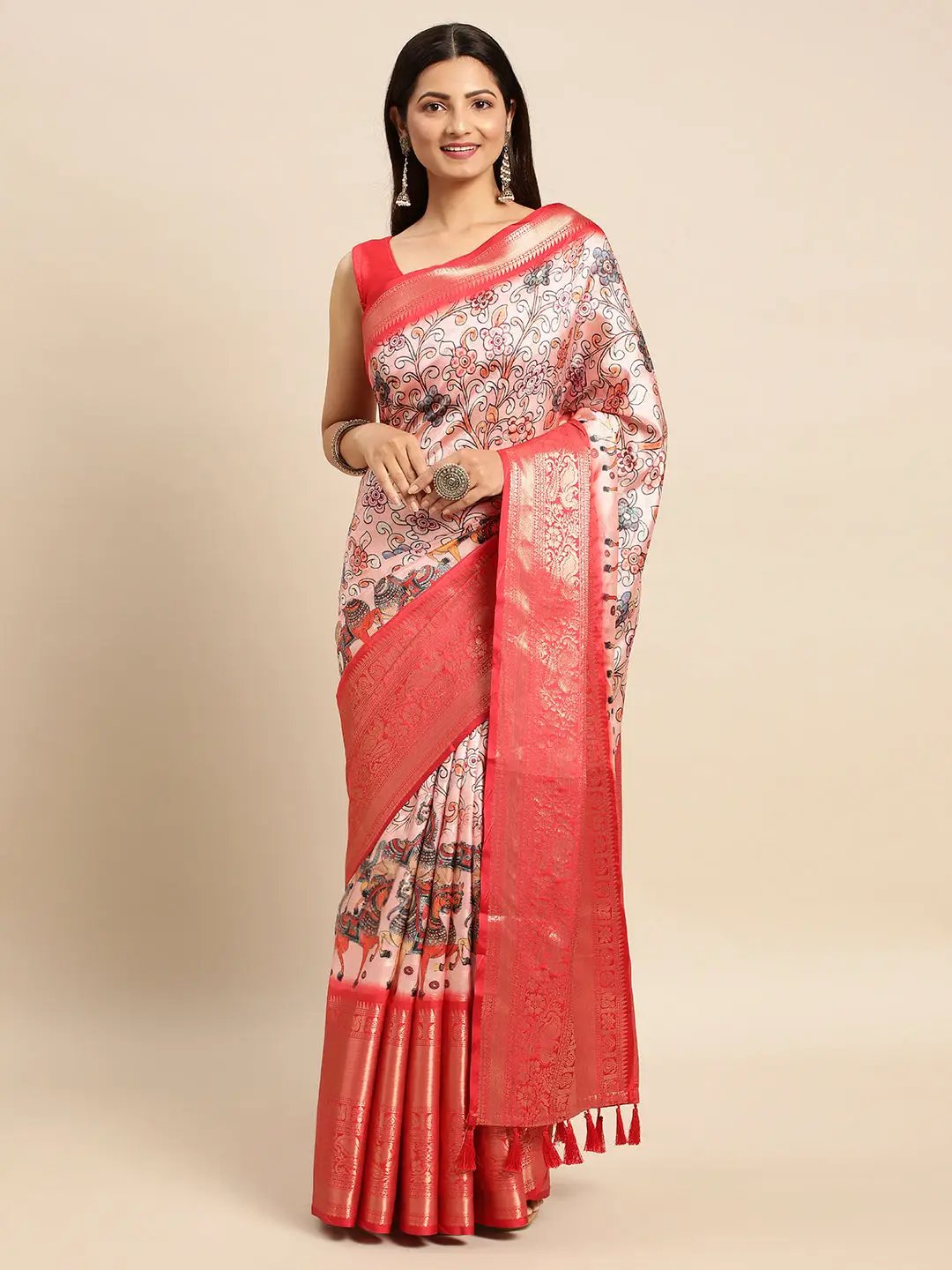 Kalamkari Pattu Banarasi Silk Saree