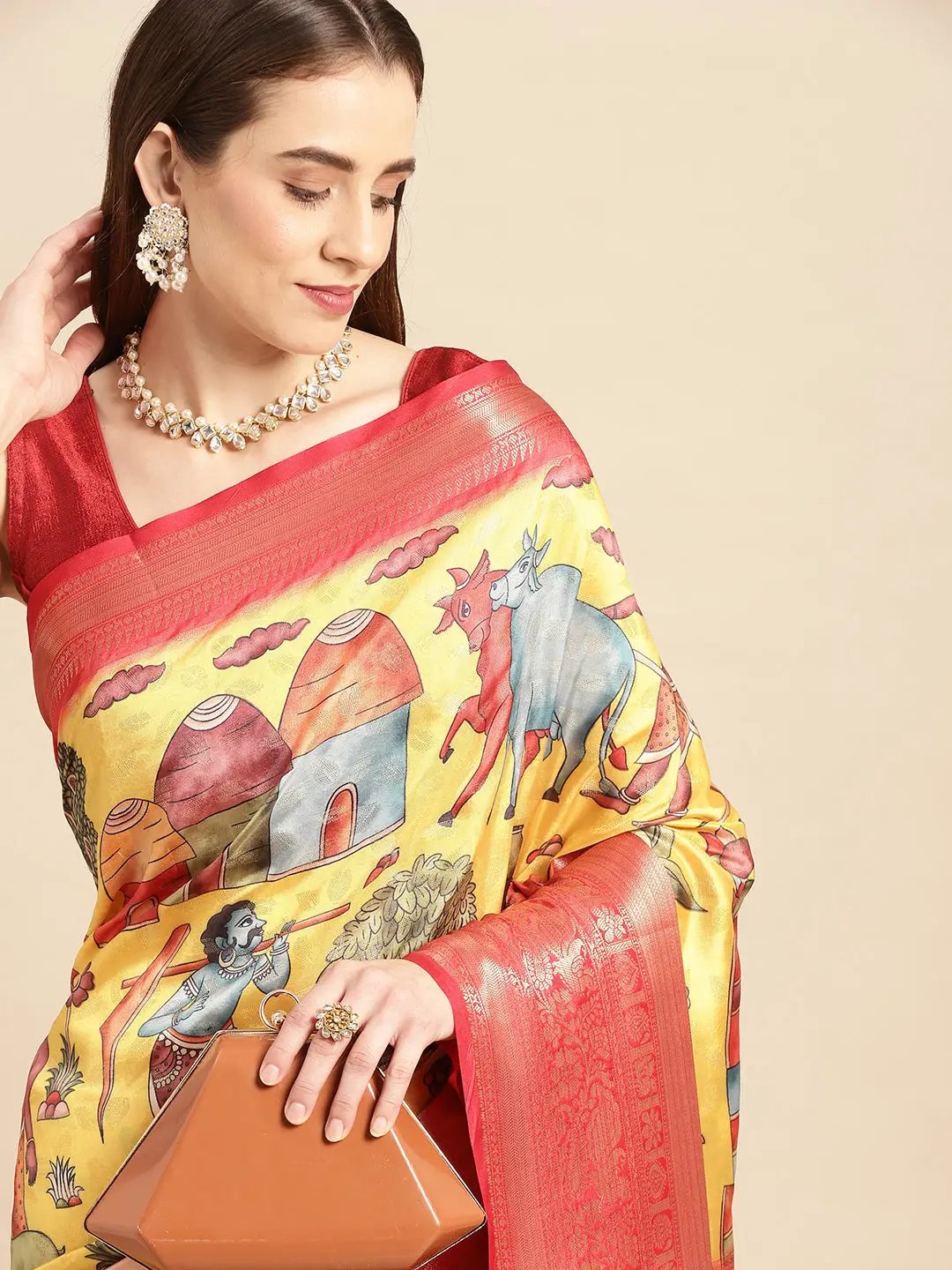 Kalamkari Pattu Banarasi Silk Saree