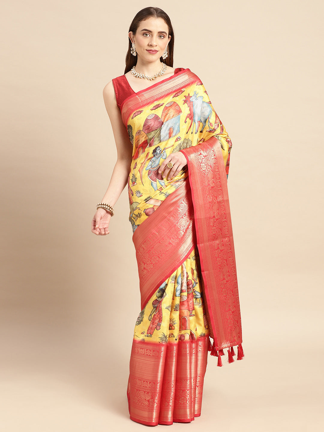 Kalamkari Pattu Banarasi Silk Saree