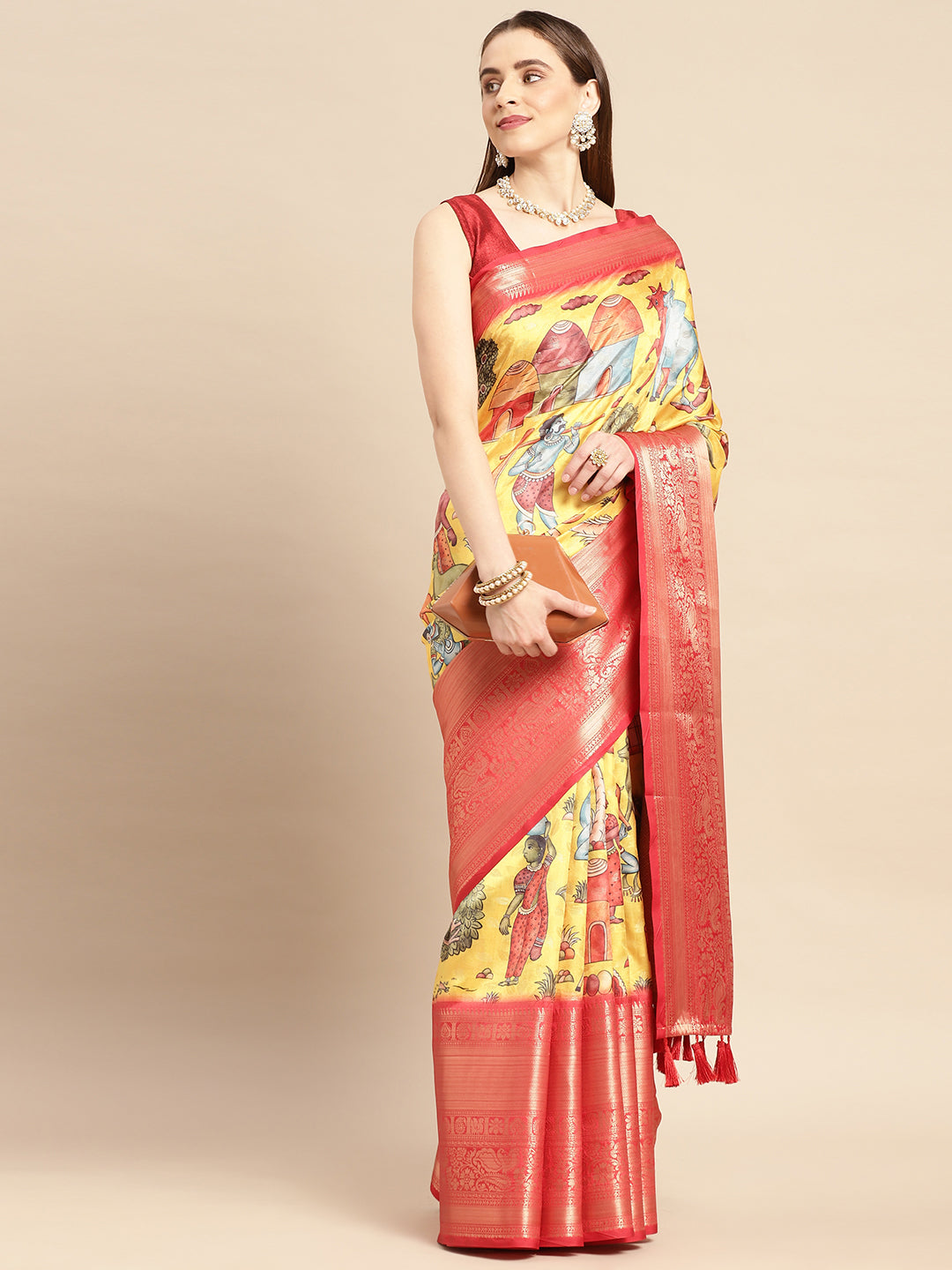 Kalamkari Pattu Banarasi Silk Saree