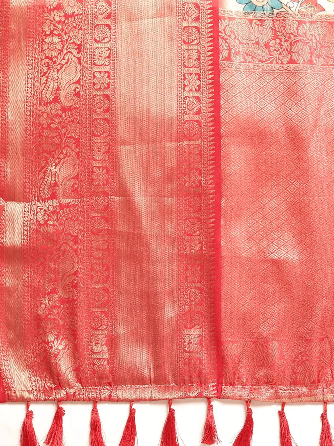 Kalamkari Pattu Banarasi Silk Saree