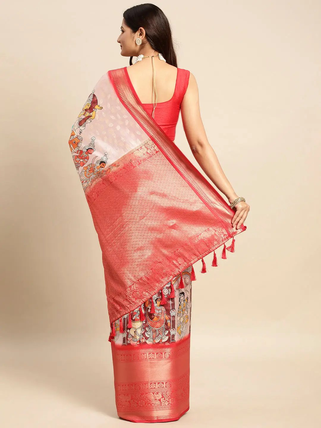 Kalamkari Pattu Banarasi Silk Saree