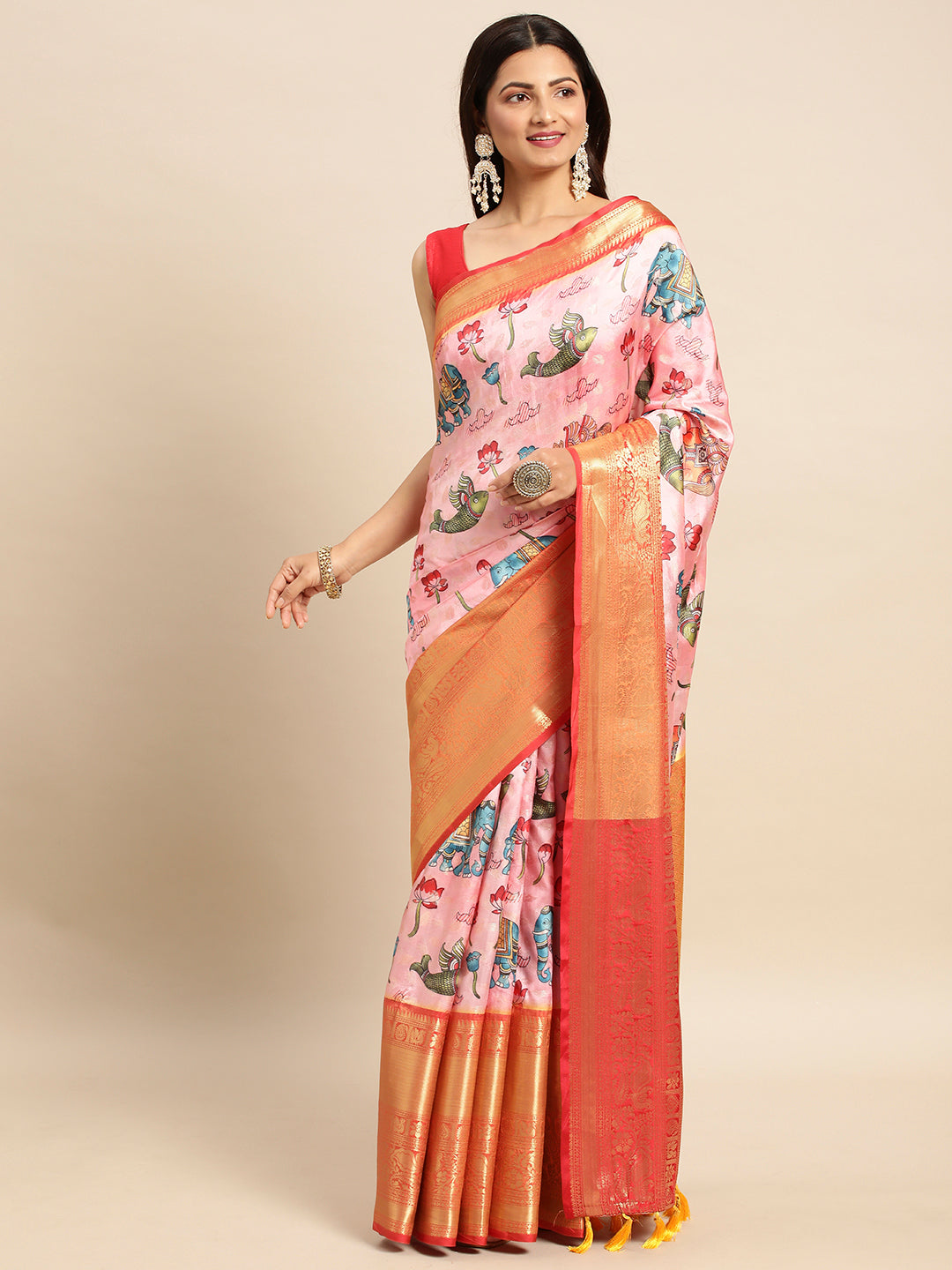 Kalamkari Pattu Banarasi Silk Saree