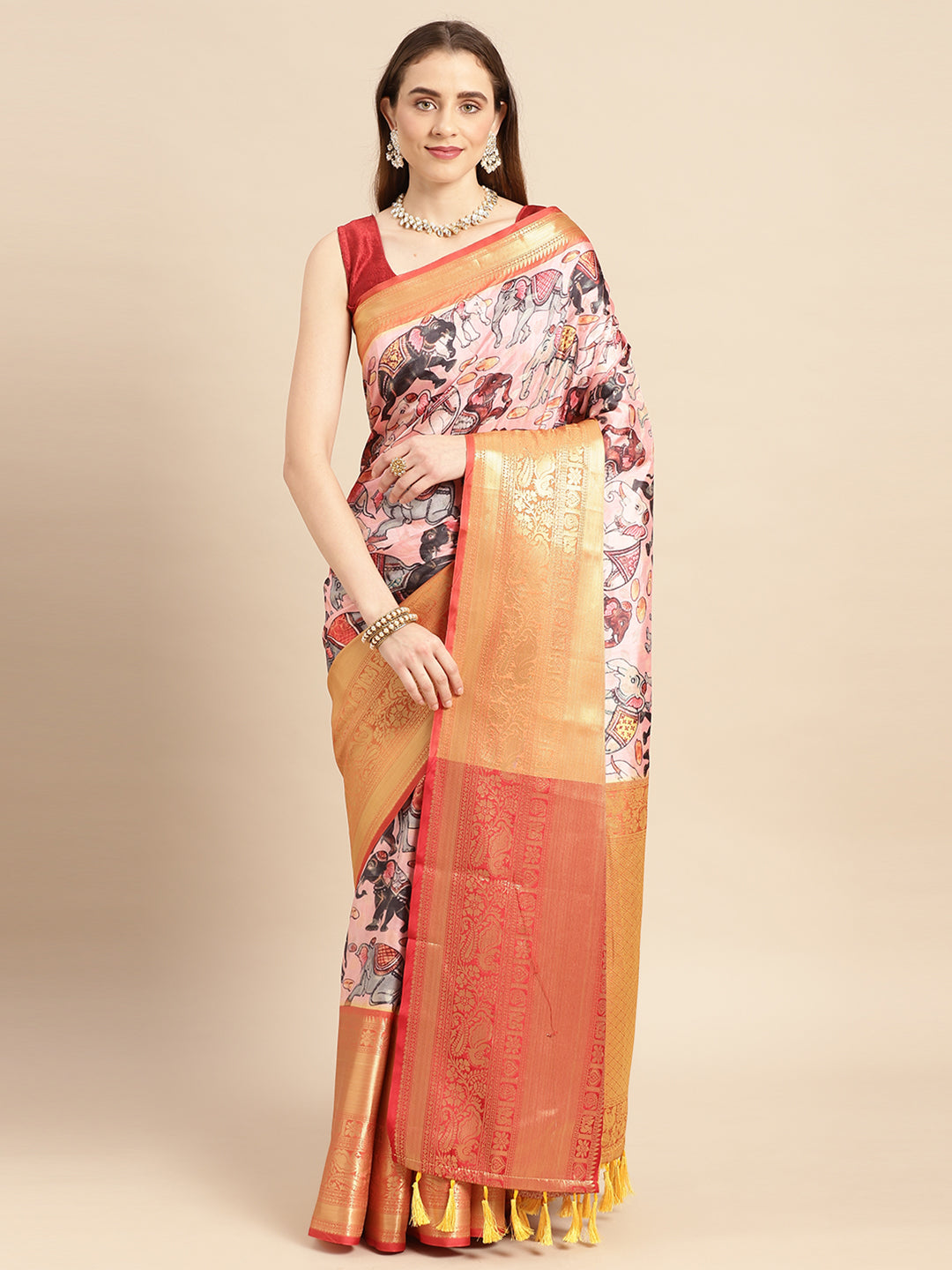 Kalamkari Pattu Banarasi Silk Saree