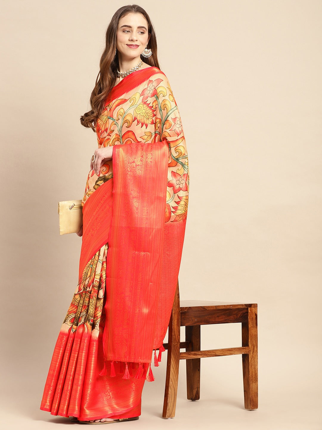 Kalamkari Pattu Banarasi Silk Saree