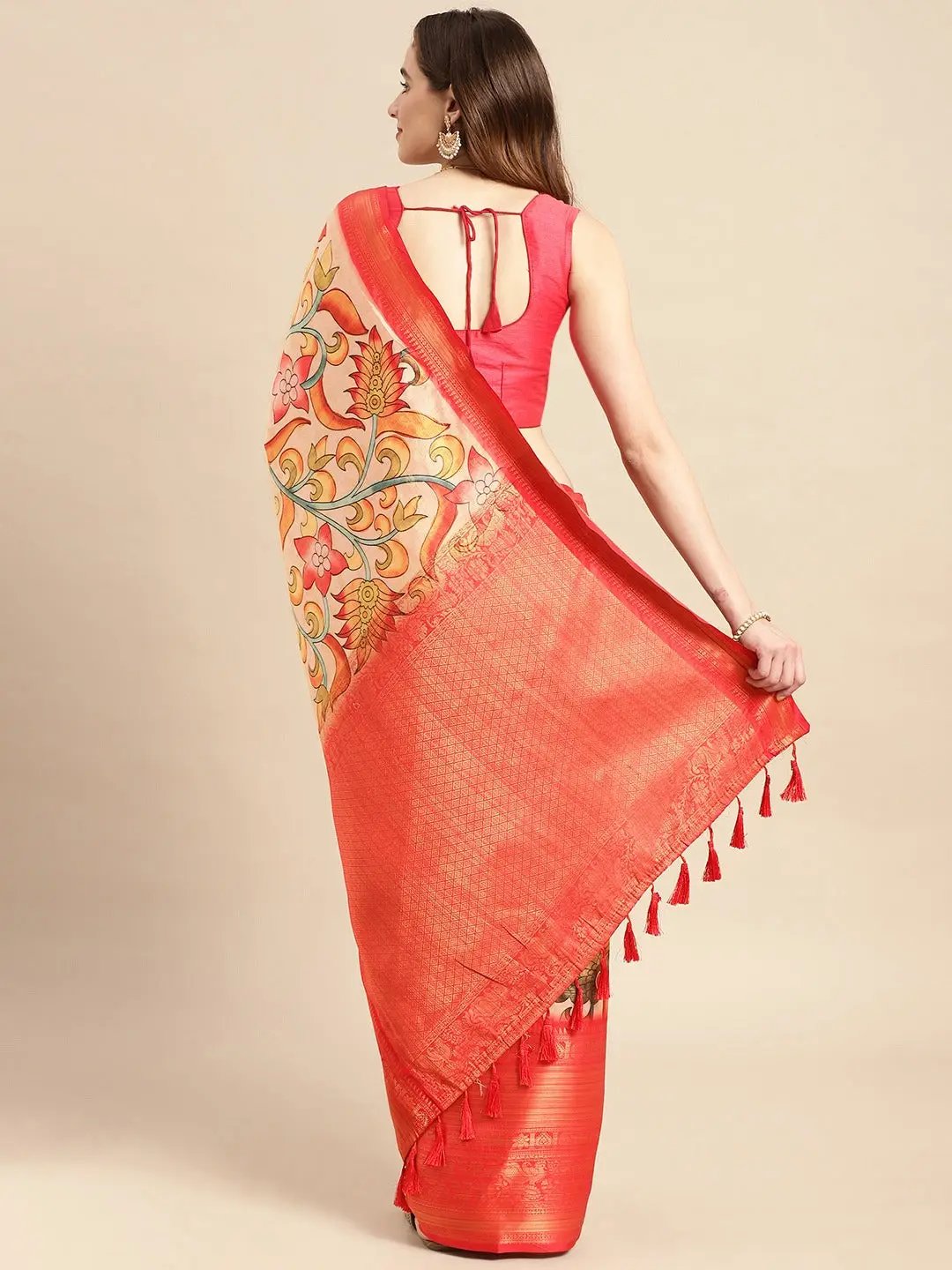 Kalamkari Pattu Banarasi Silk Saree