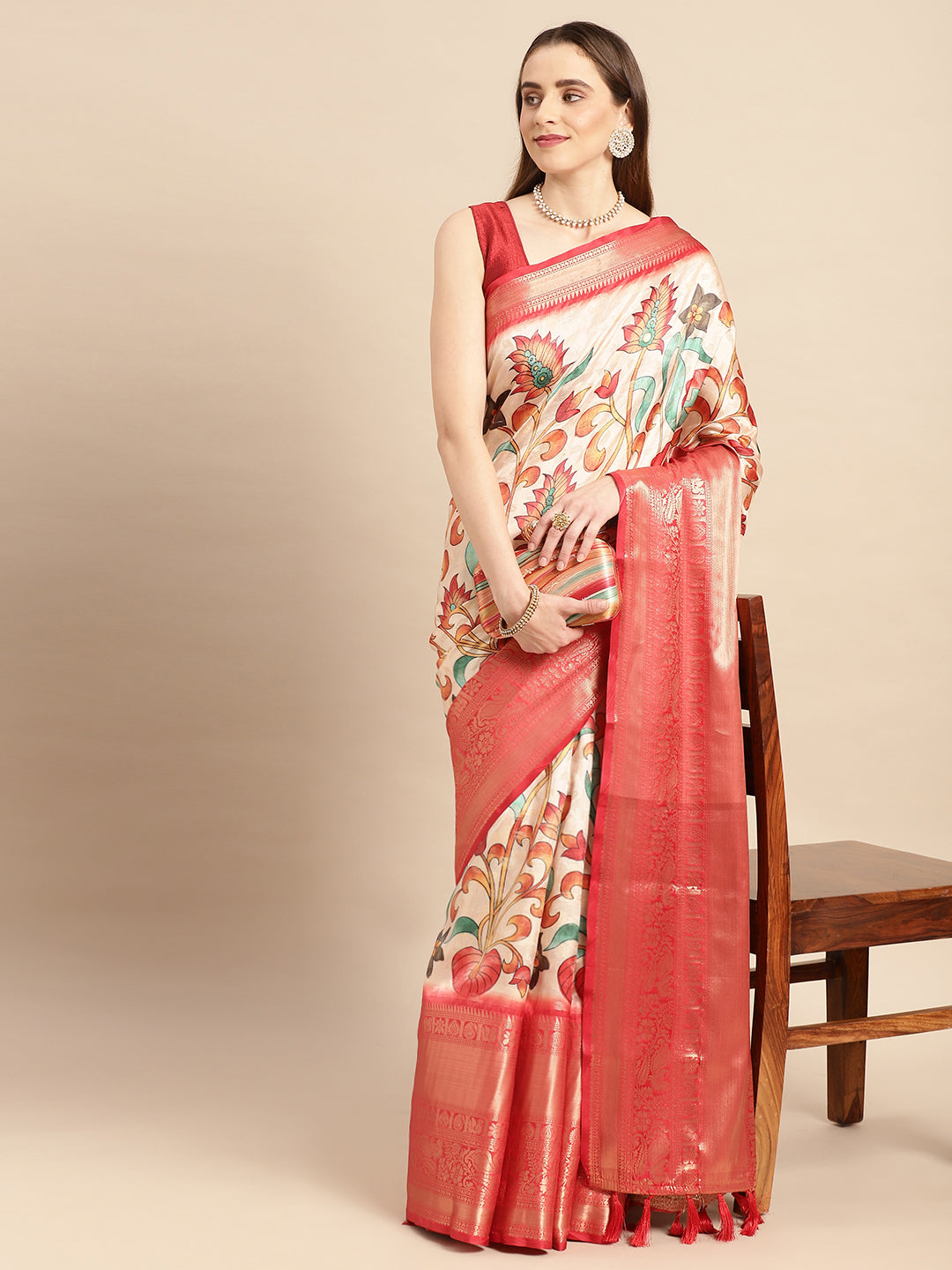 Kalamkari Pattu Banarasi Silk Saree