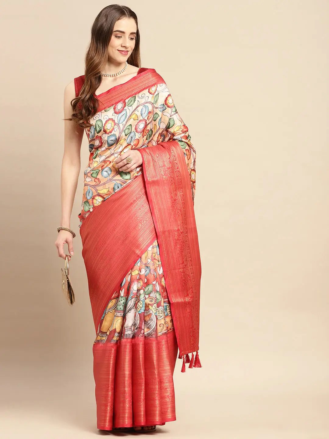 Kalamkari Pattu Banarasi Silk Saree