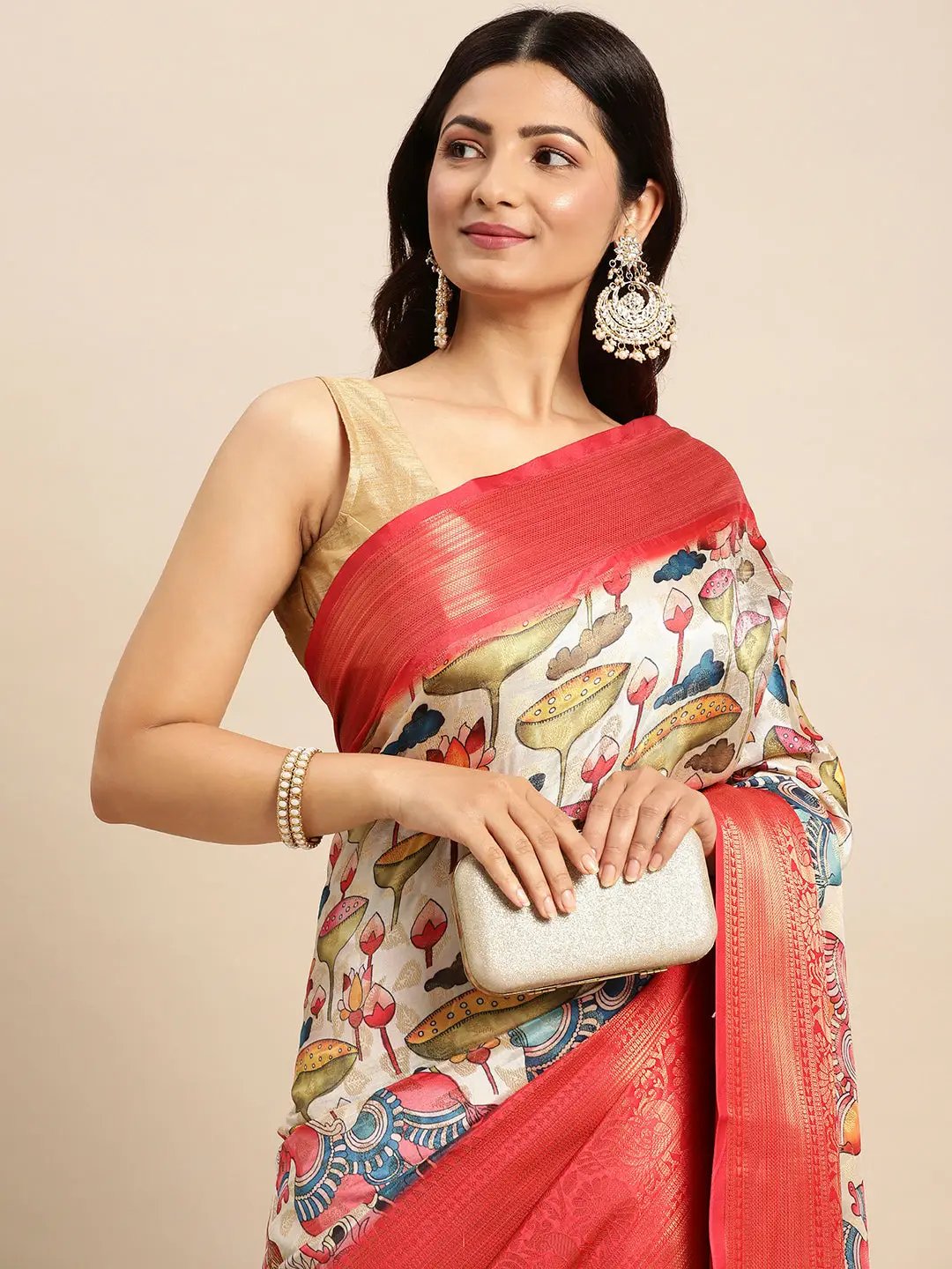 Kalamkari Pattu Banarasi Silk Saree