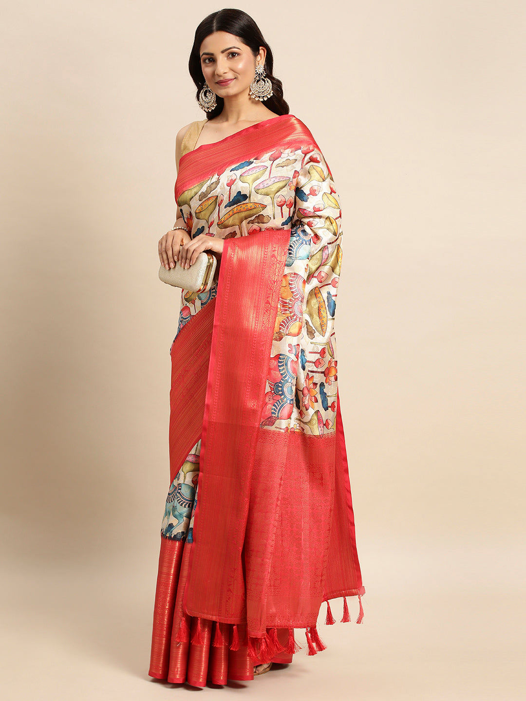 Kalamkari Pattu Banarasi Silk Saree