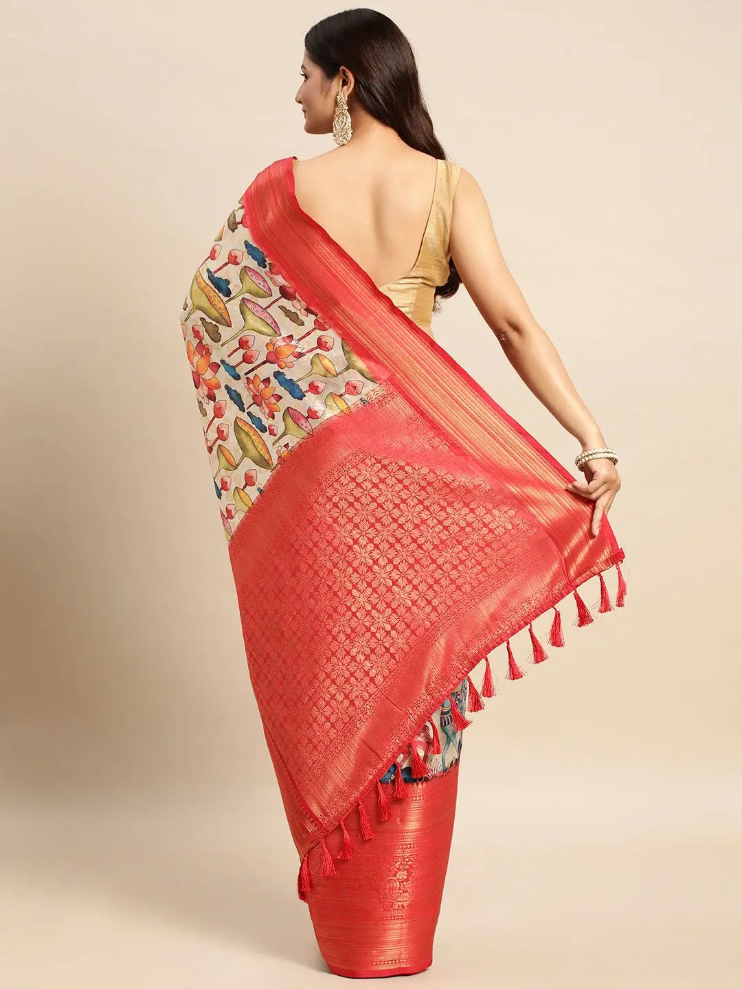 Kalamkari Pattu Banarasi Silk Saree